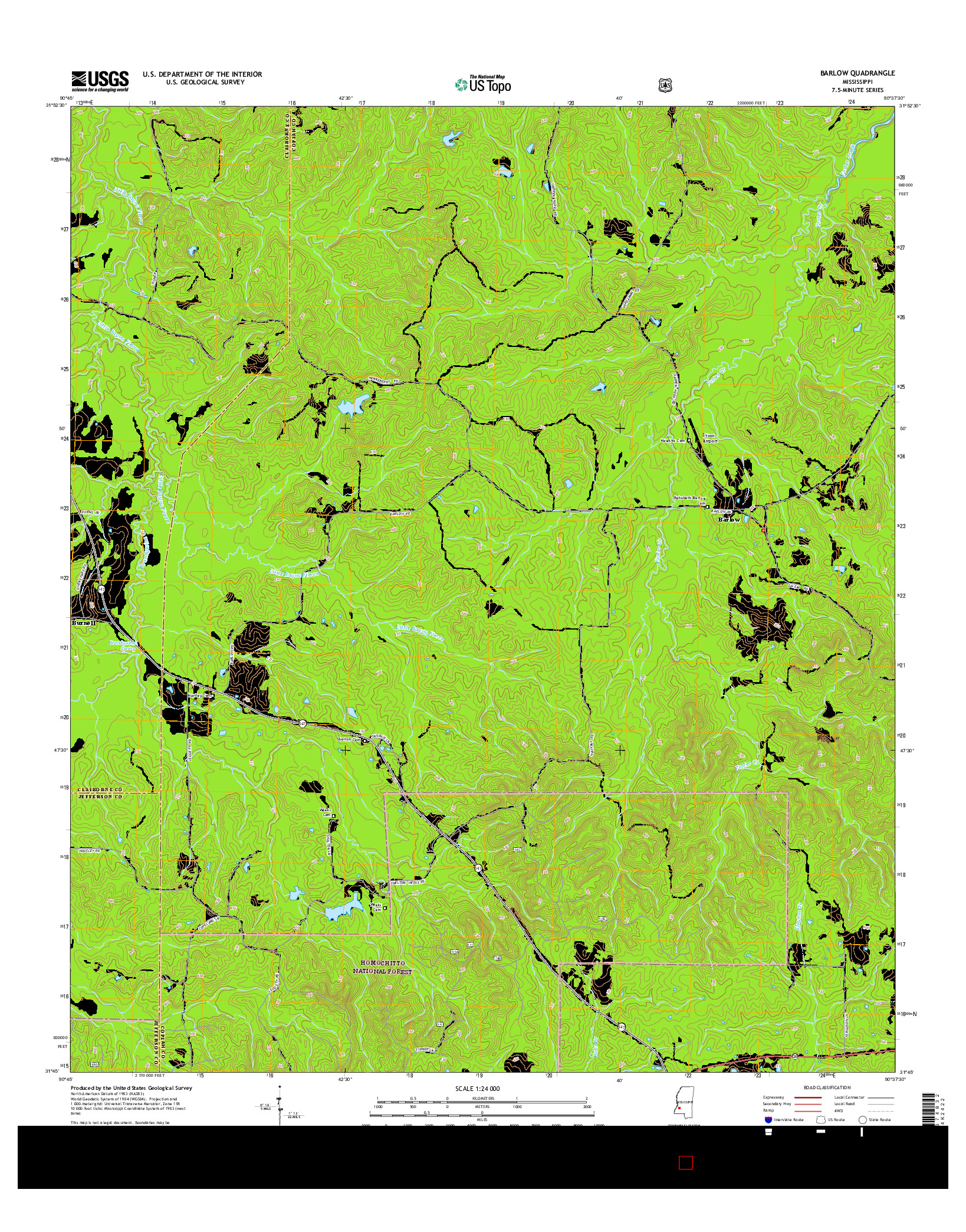 USGS US TOPO 7.5-MINUTE MAP FOR BARLOW, MS 2015