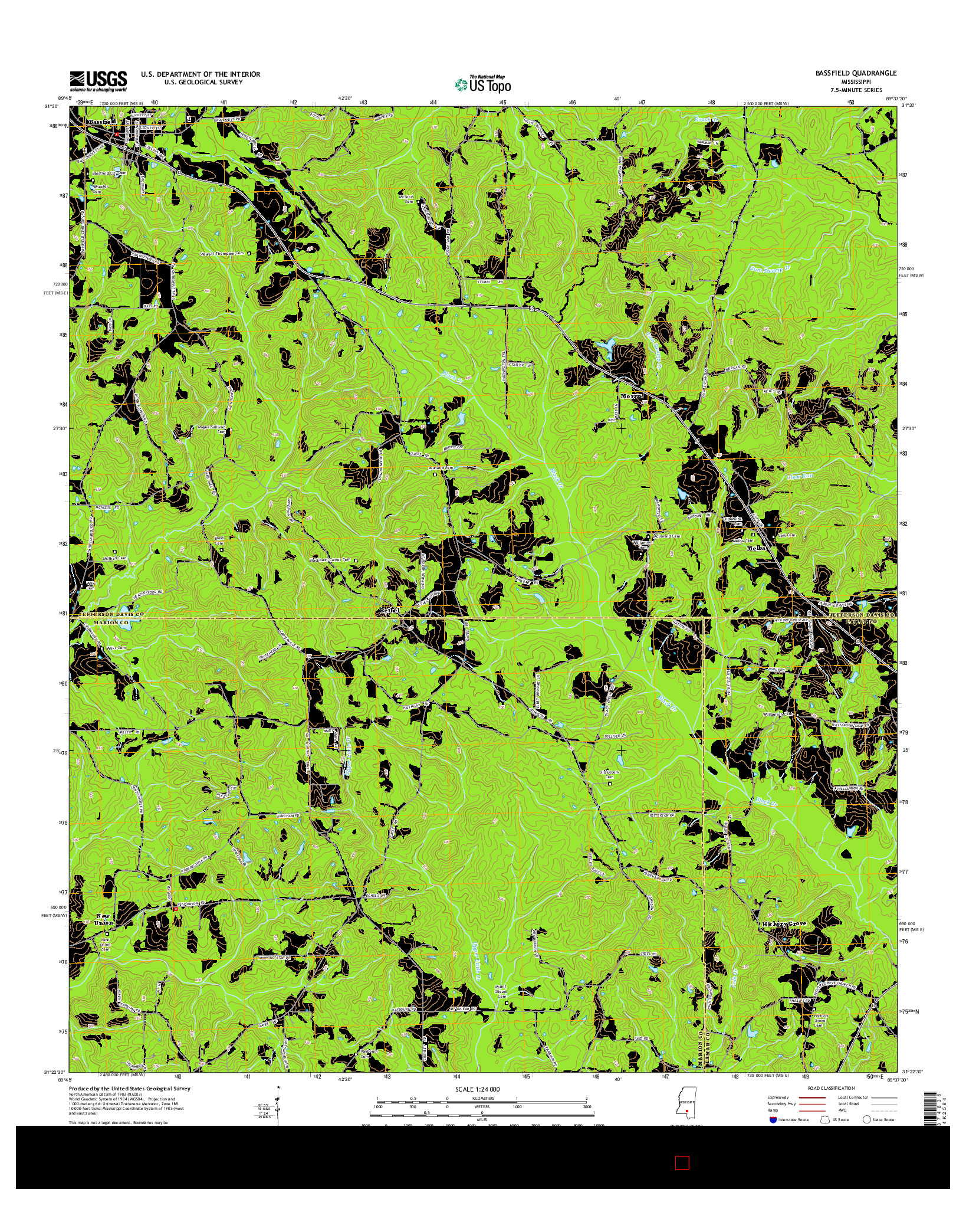 USGS US TOPO 7.5-MINUTE MAP FOR BASSFIELD, MS 2015