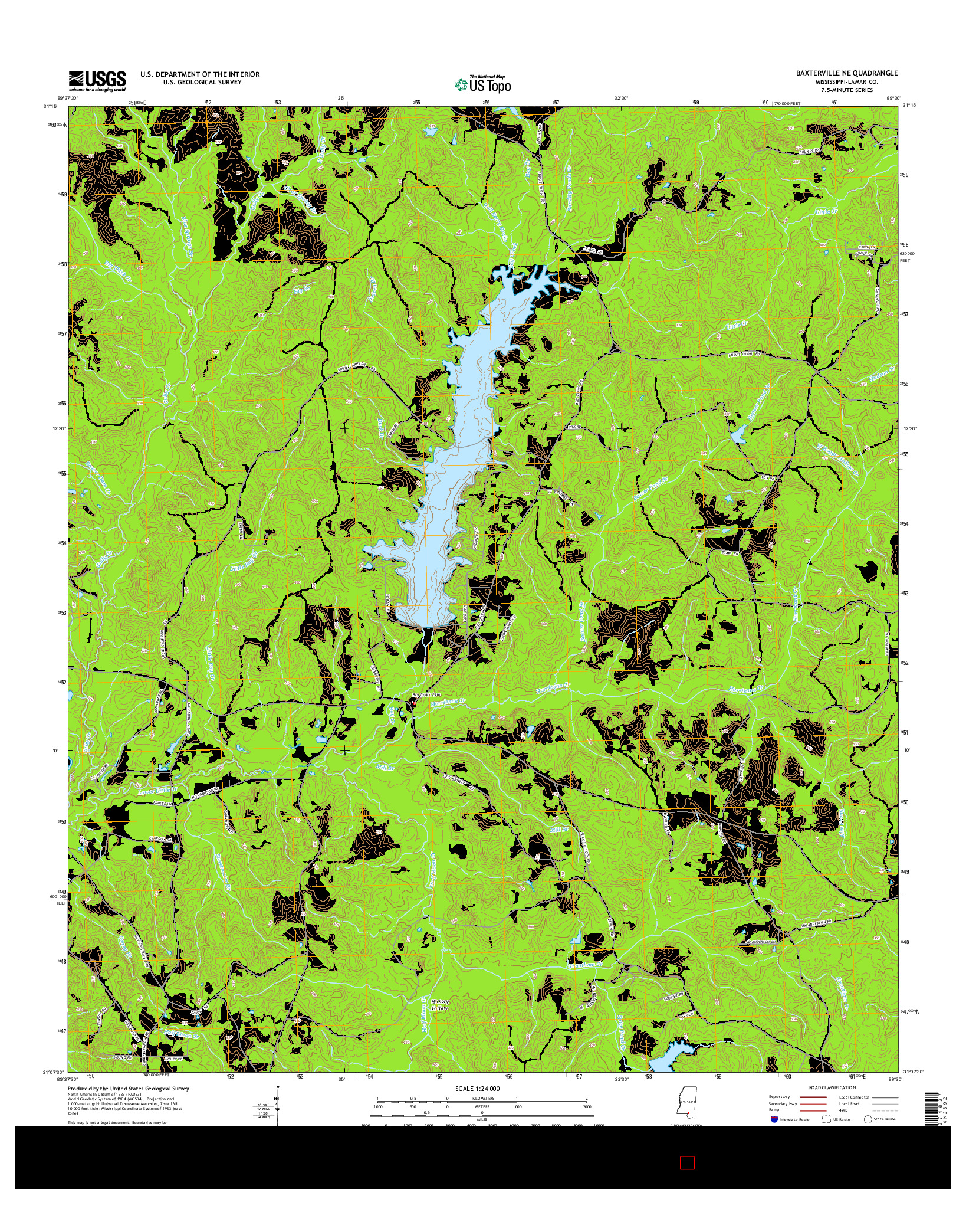 USGS US TOPO 7.5-MINUTE MAP FOR BAXTERVILLE NE, MS 2015