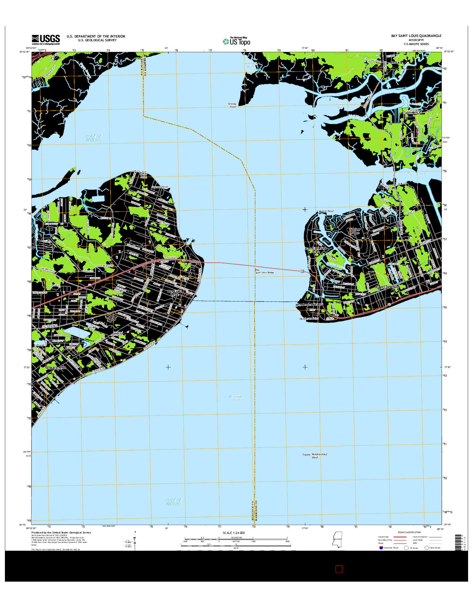 USGS US TOPO 7.5-MINUTE MAP FOR BAY SAINT LOUIS, MS 2015