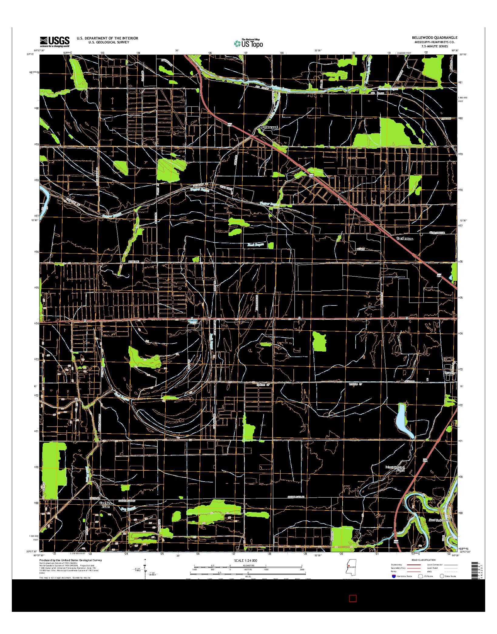USGS US TOPO 7.5-MINUTE MAP FOR BELLEWOOD, MS 2015