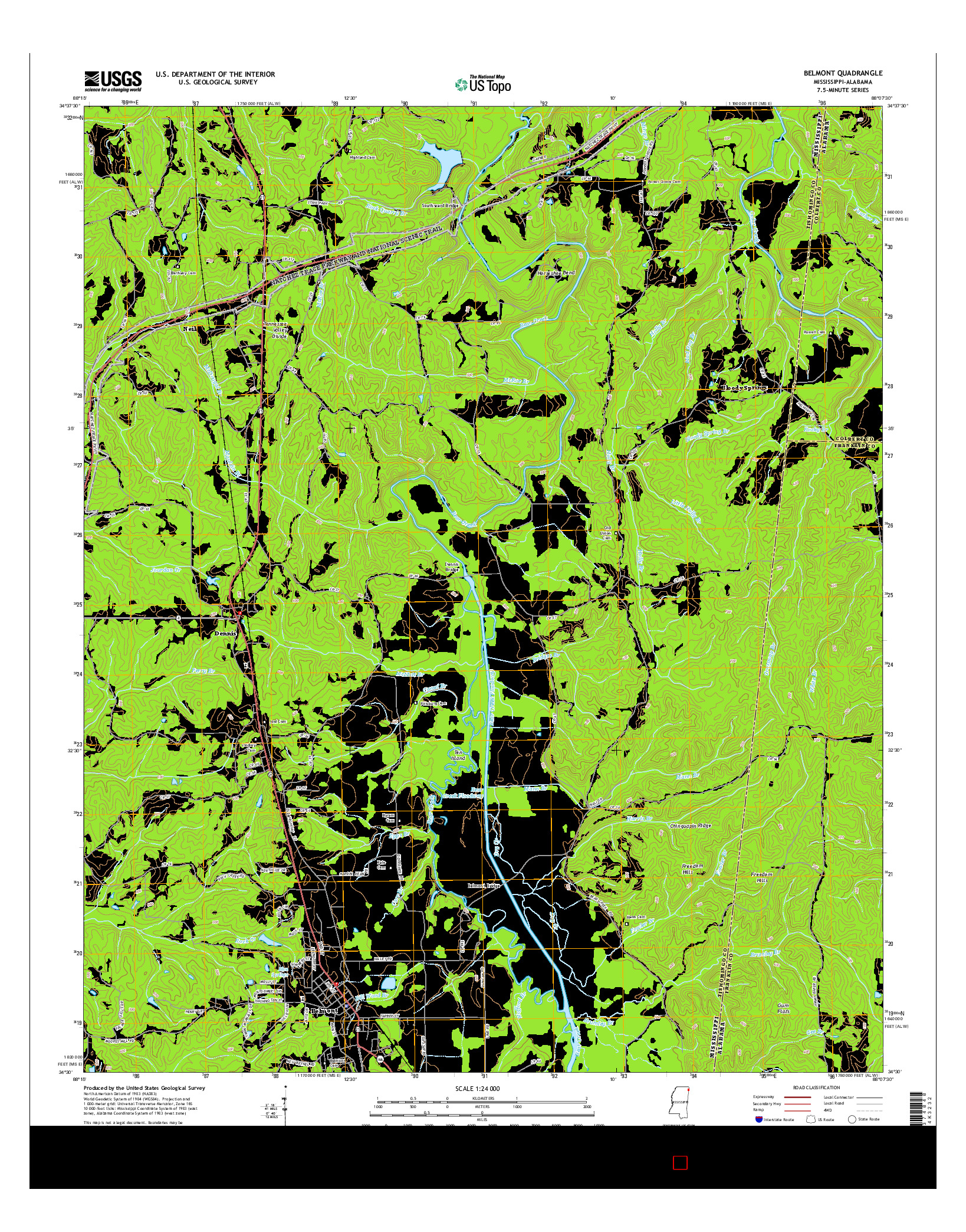 USGS US TOPO 7.5-MINUTE MAP FOR BELMONT, MS-AL 2015