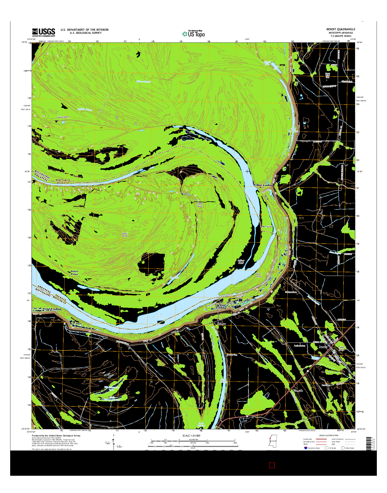 USGS US TOPO 7.5-MINUTE MAP FOR BENOIT, MS-AR 2015