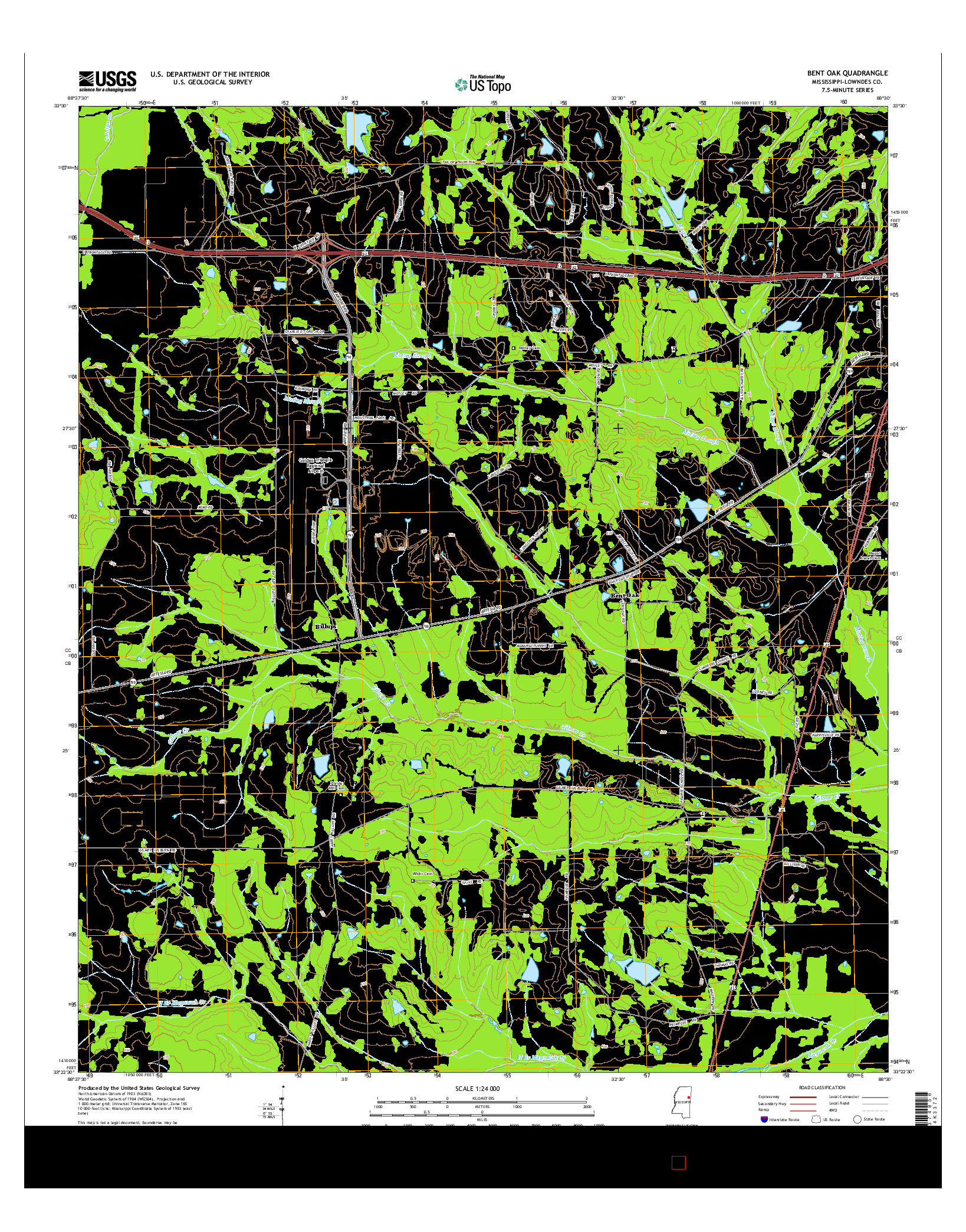 USGS US TOPO 7.5-MINUTE MAP FOR BENT OAK, MS 2015