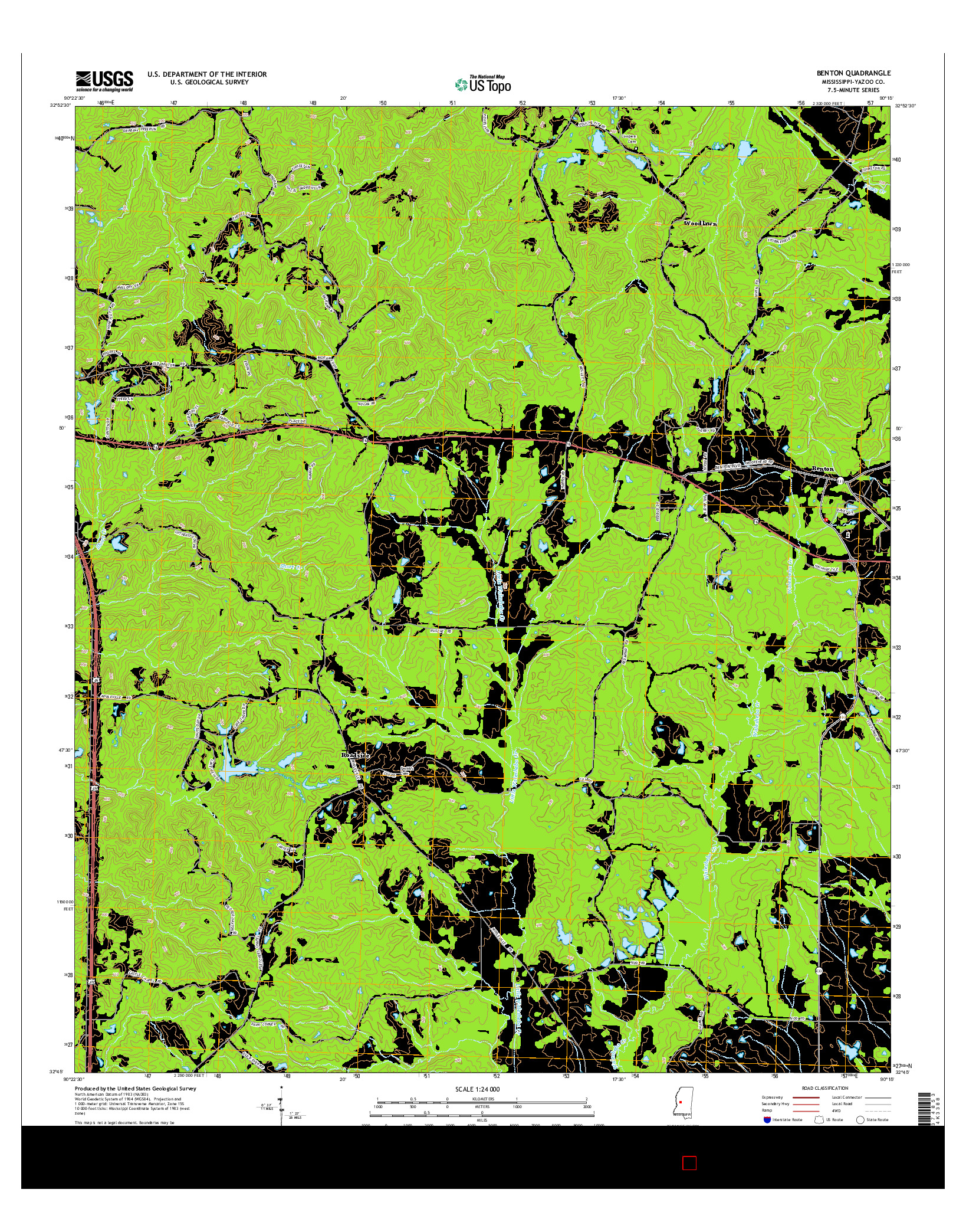 USGS US TOPO 7.5-MINUTE MAP FOR BENTON, MS 2015