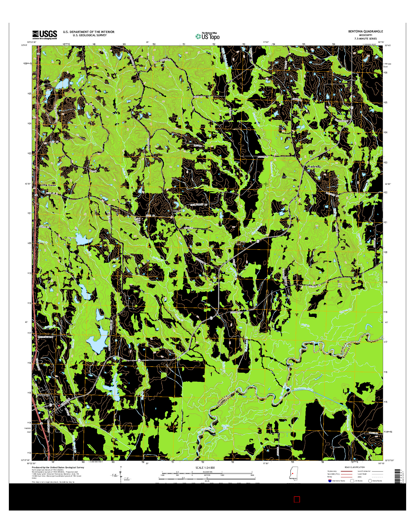 USGS US TOPO 7.5-MINUTE MAP FOR BENTONIA, MS 2015