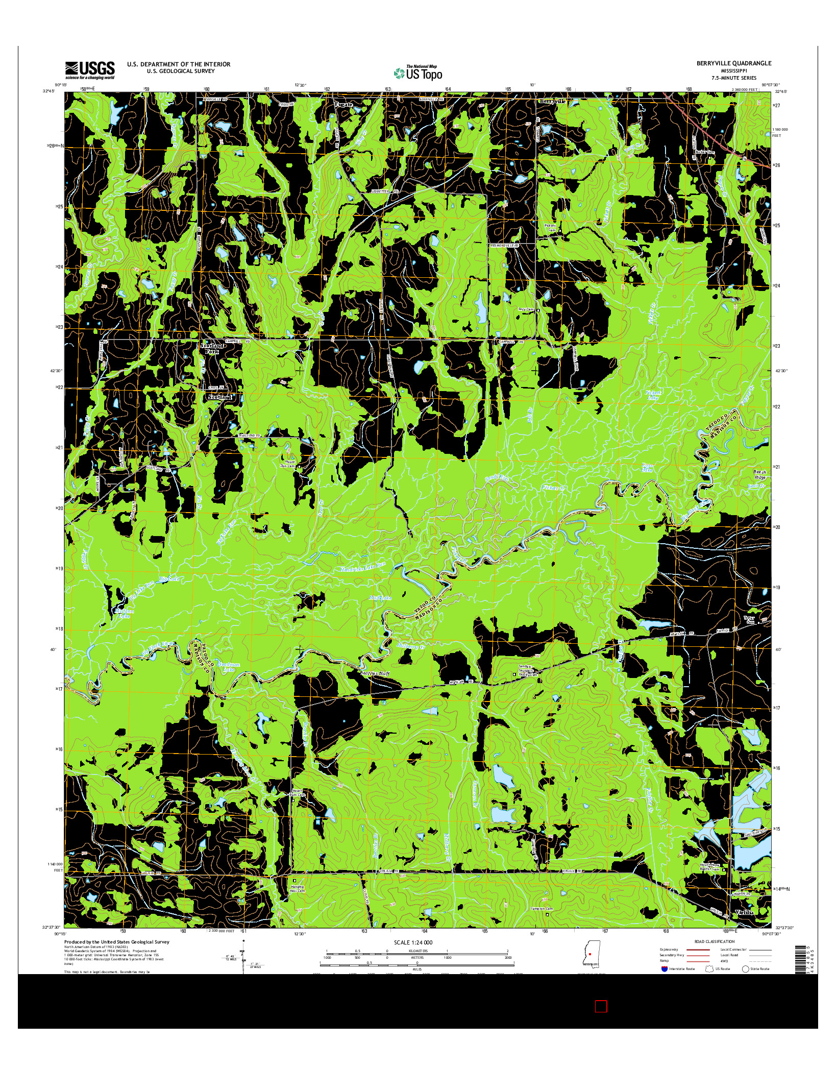 USGS US TOPO 7.5-MINUTE MAP FOR BERRYVILLE, MS 2015