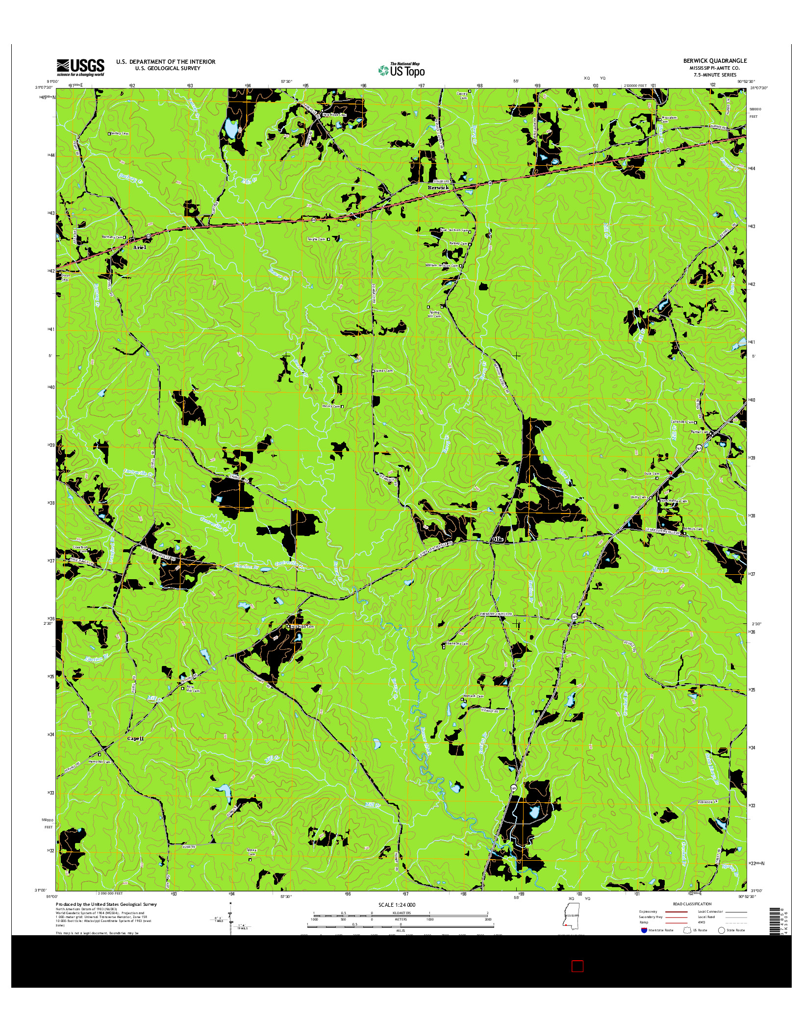 USGS US TOPO 7.5-MINUTE MAP FOR BERWICK, MS 2015