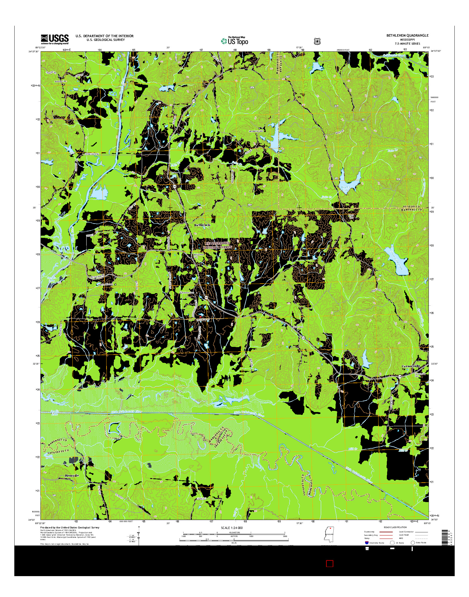 USGS US TOPO 7.5-MINUTE MAP FOR BETHLEHEM, MS 2015