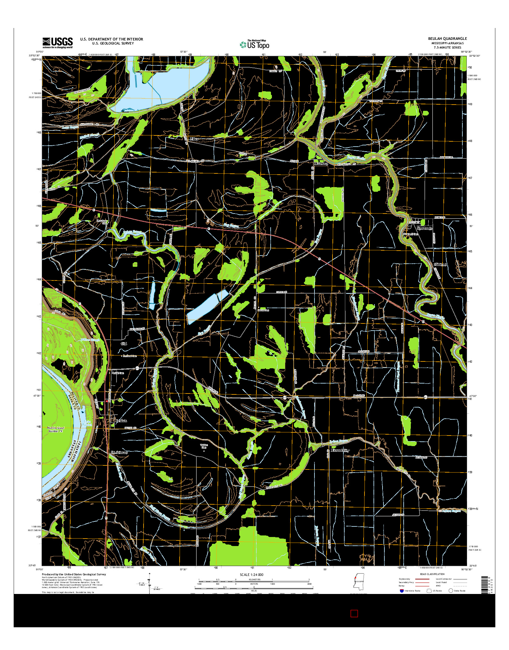 USGS US TOPO 7.5-MINUTE MAP FOR BEULAH, MS-AR 2015