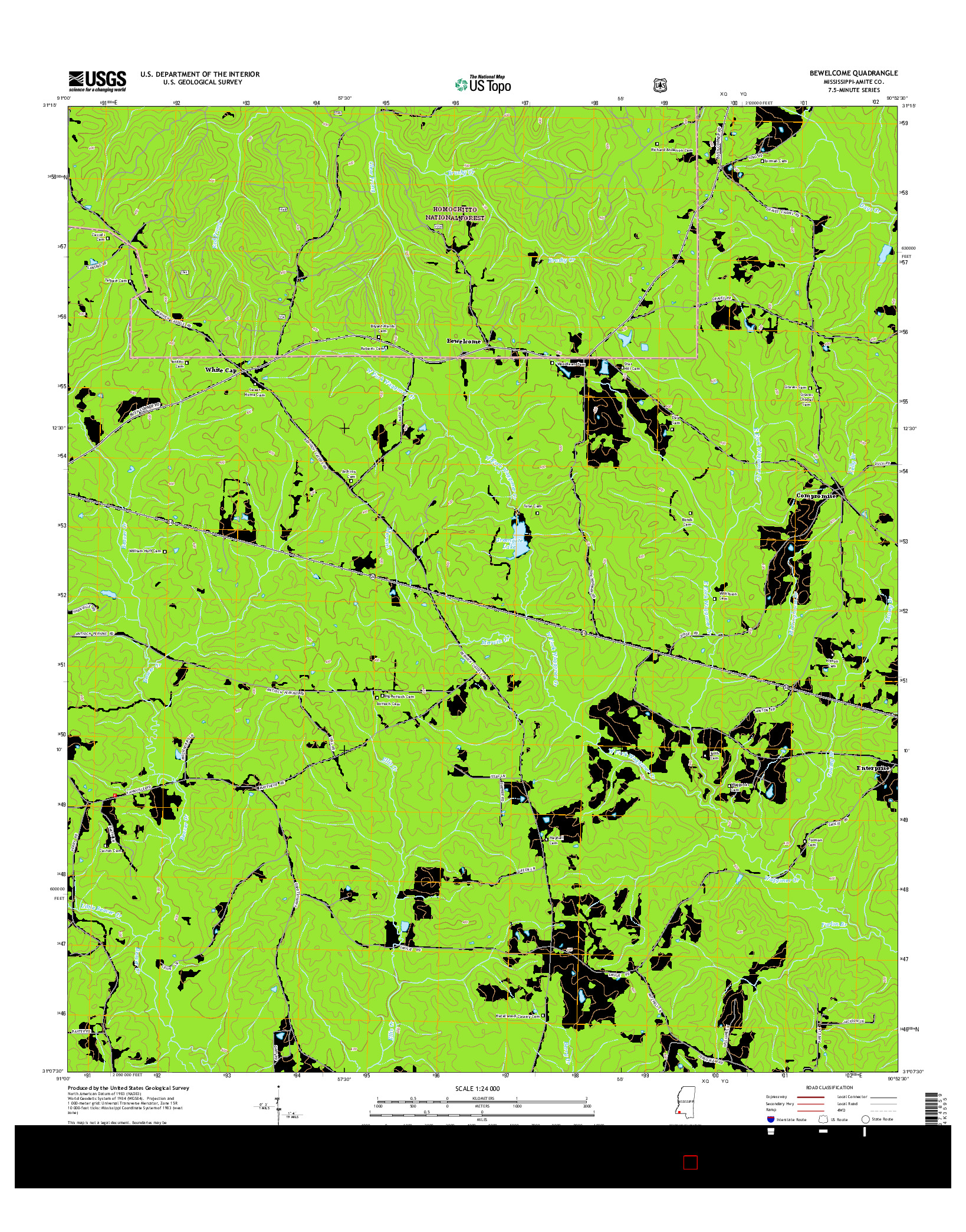 USGS US TOPO 7.5-MINUTE MAP FOR BEWELCOME, MS 2015