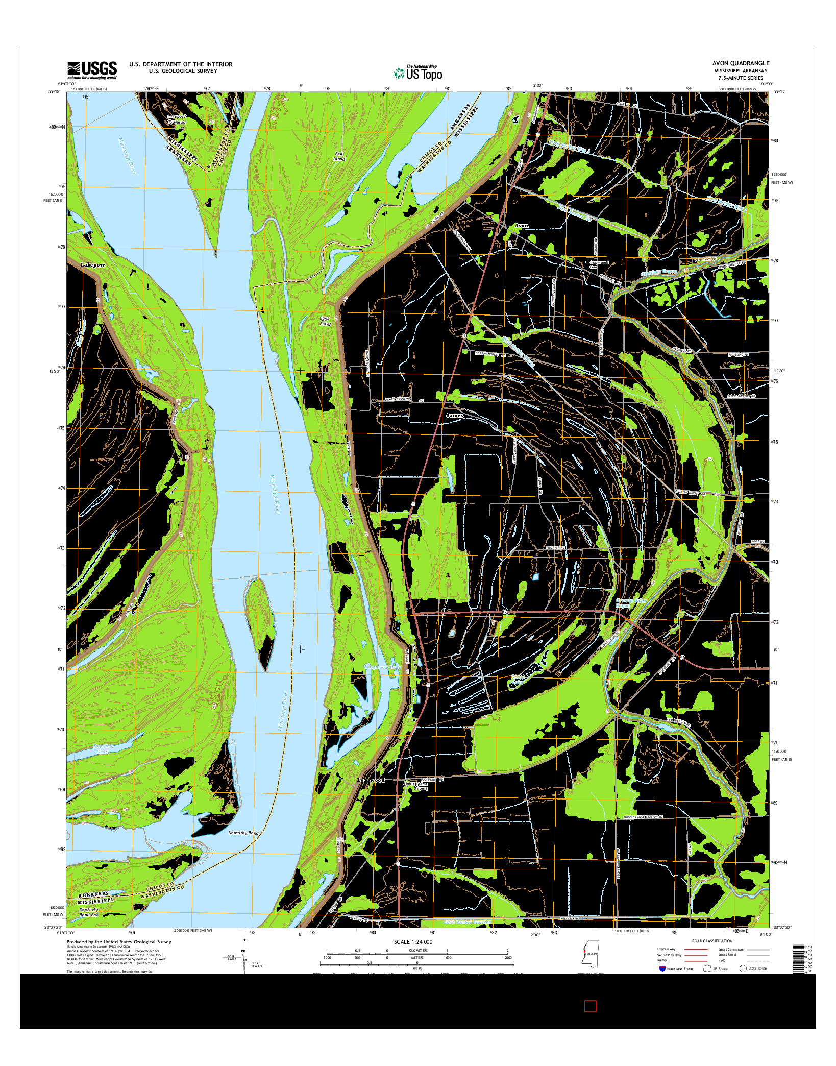 USGS US TOPO 7.5-MINUTE MAP FOR AVON, MS-AR 2015