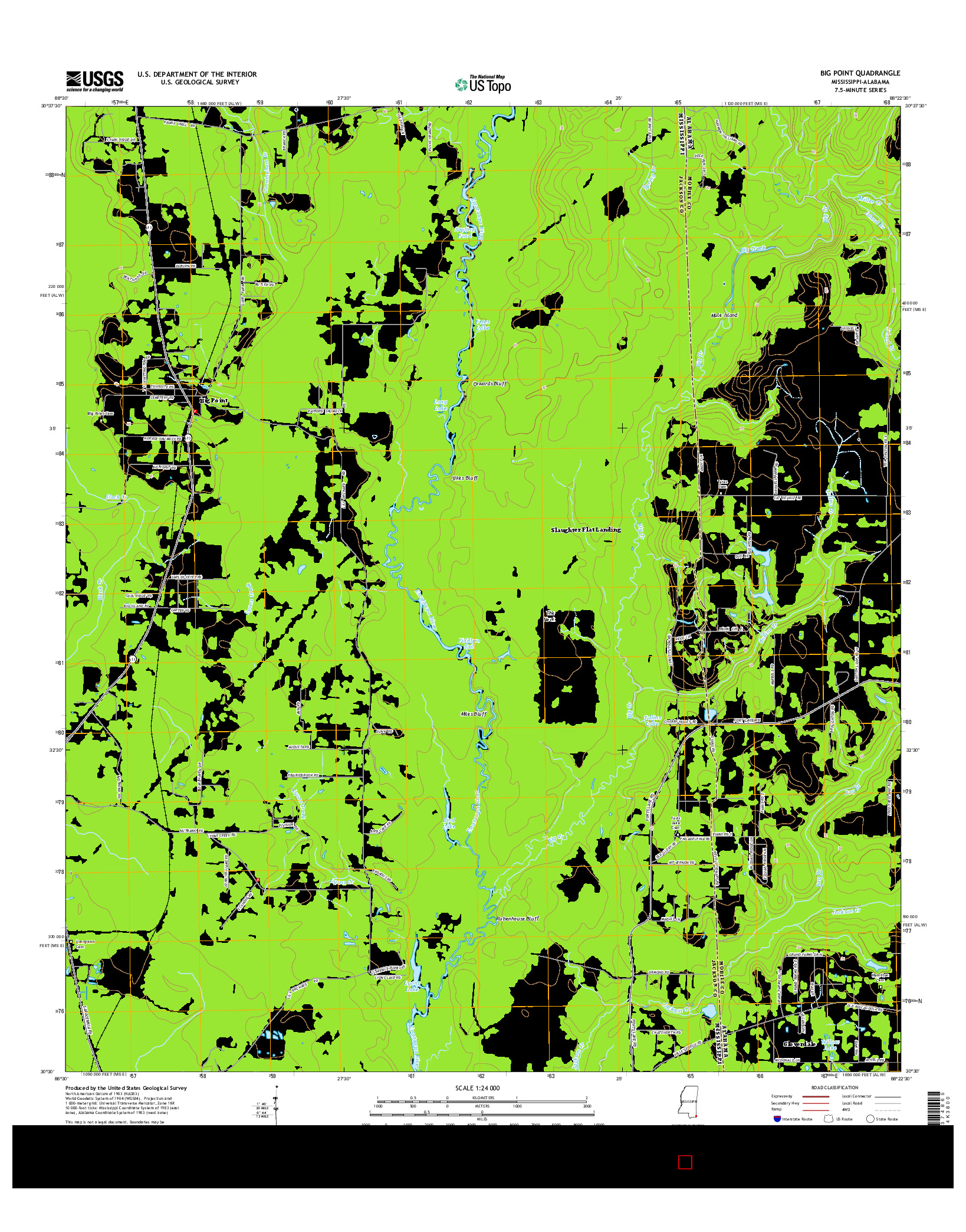 USGS US TOPO 7.5-MINUTE MAP FOR BIG POINT, MS-AL 2015