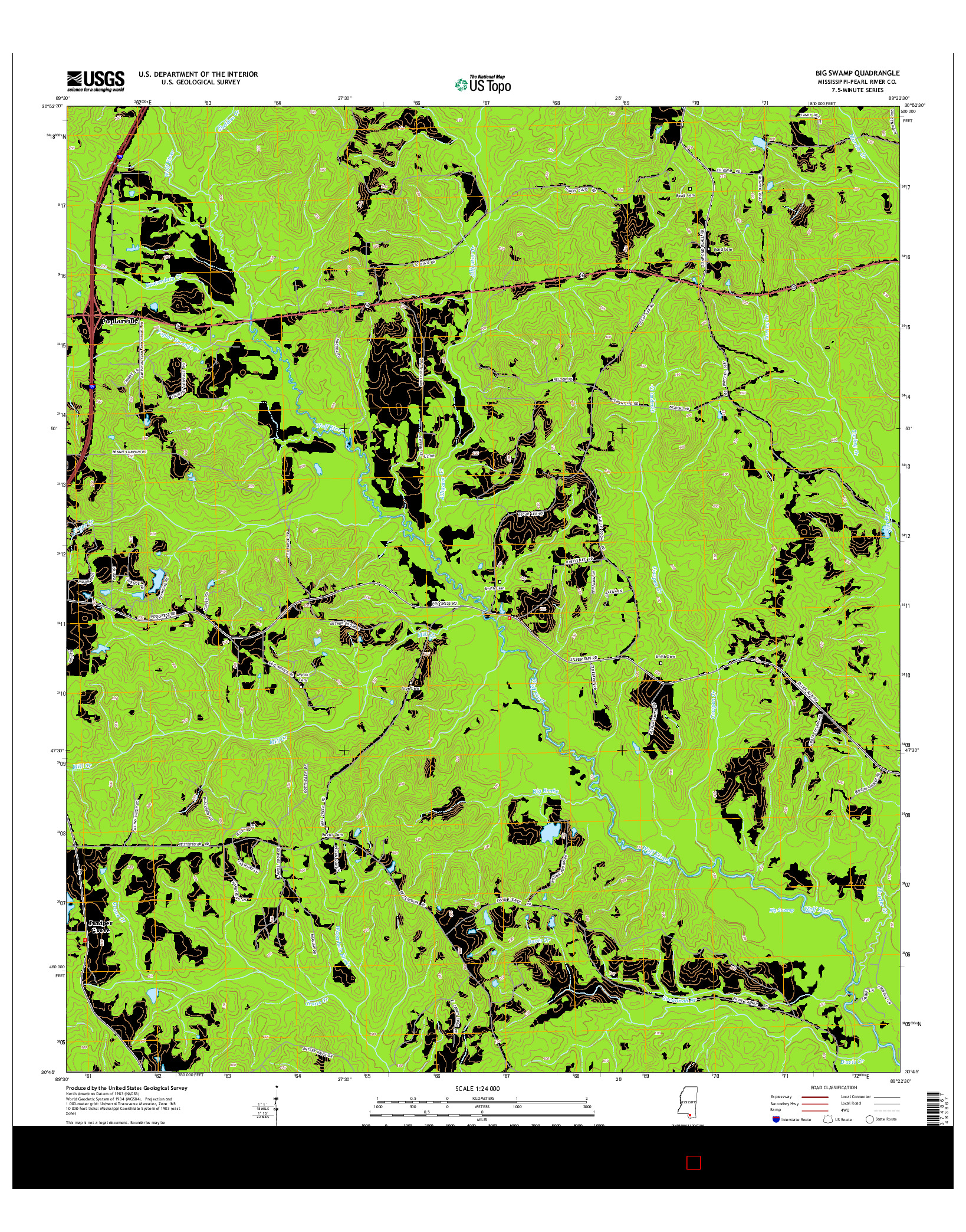 USGS US TOPO 7.5-MINUTE MAP FOR BIG SWAMP, MS 2015