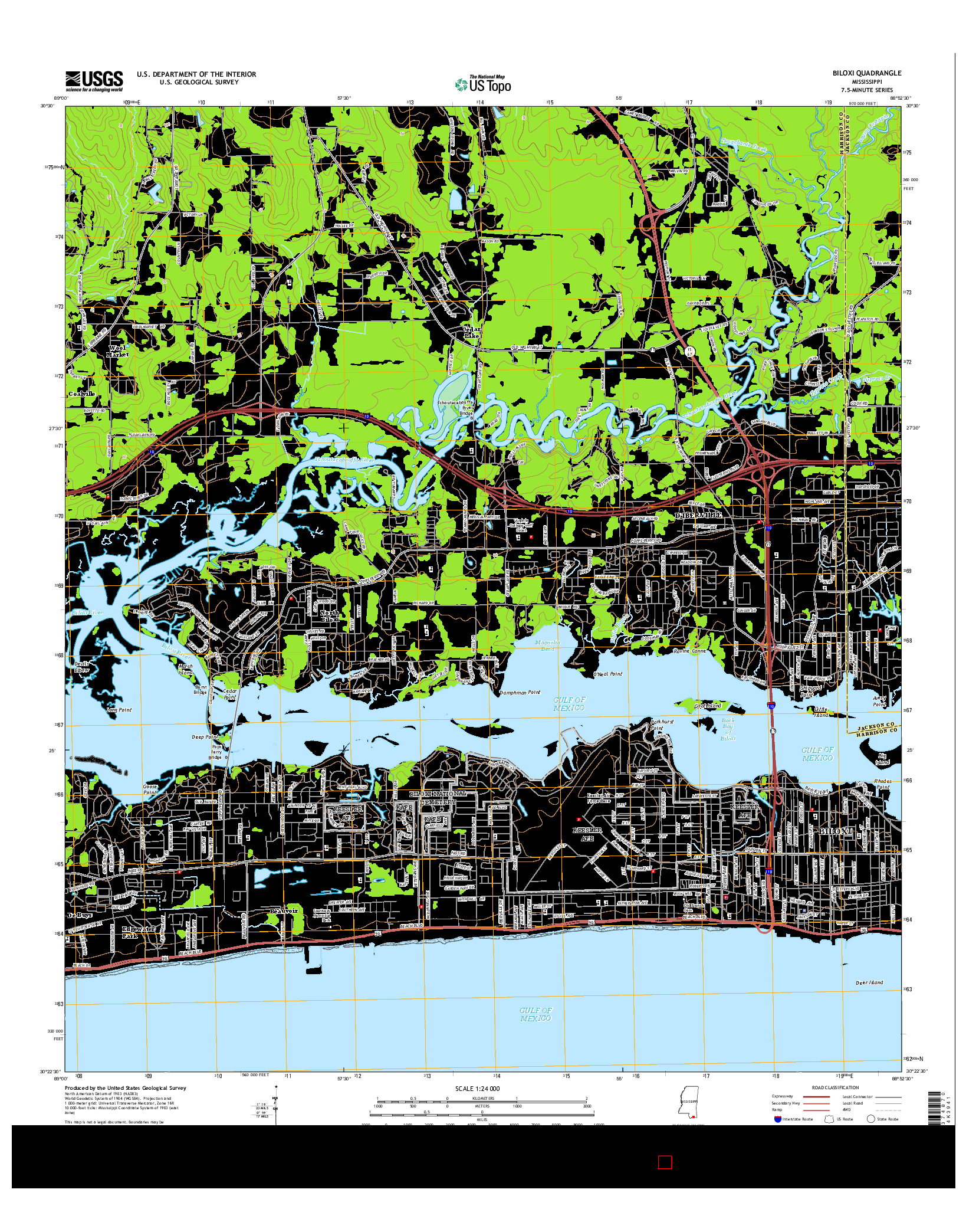 USGS US TOPO 7.5-MINUTE MAP FOR BILOXI, MS 2015