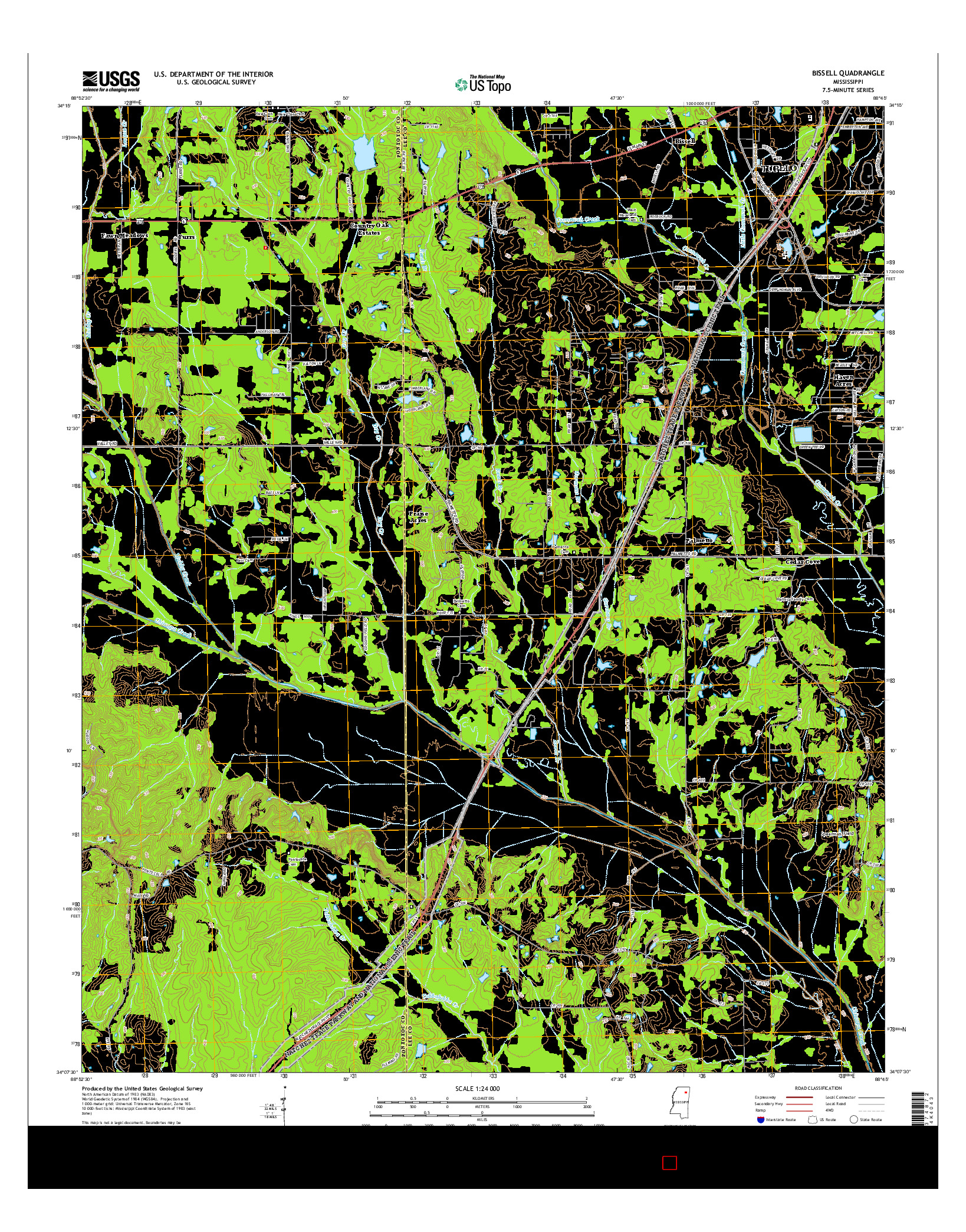 USGS US TOPO 7.5-MINUTE MAP FOR BISSELL, MS 2015