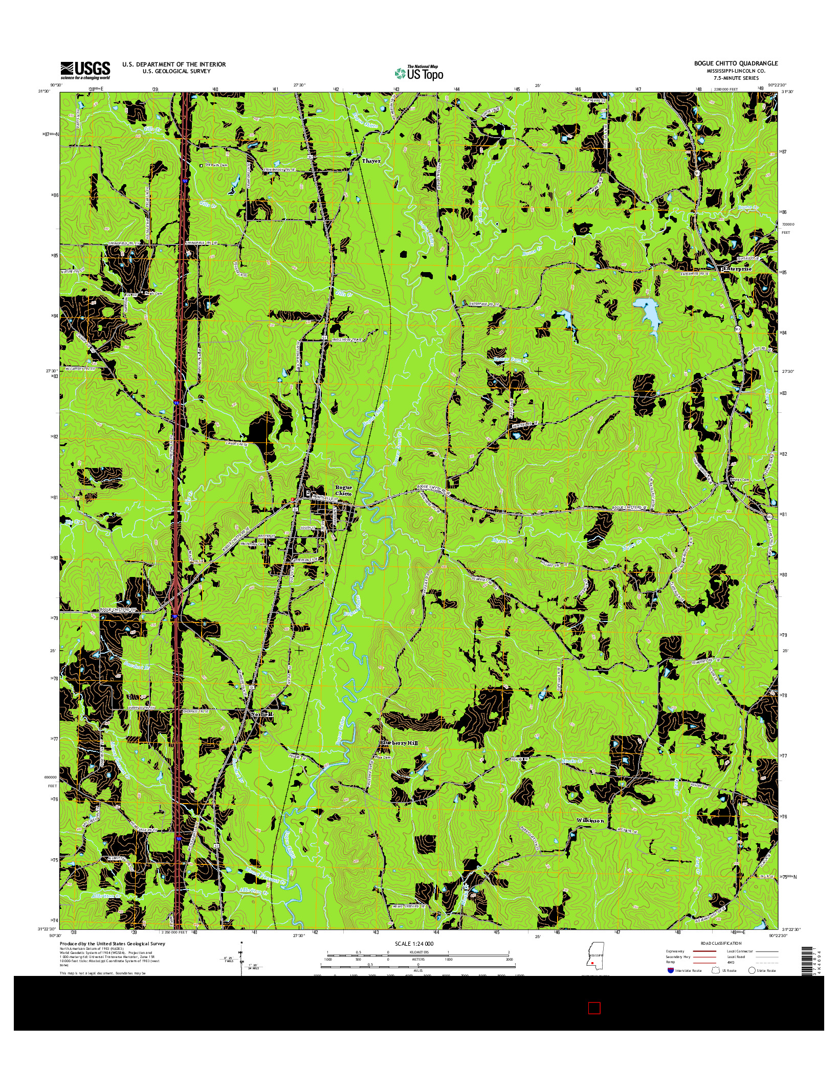 USGS US TOPO 7.5-MINUTE MAP FOR BOGUE CHITTO, MS 2015