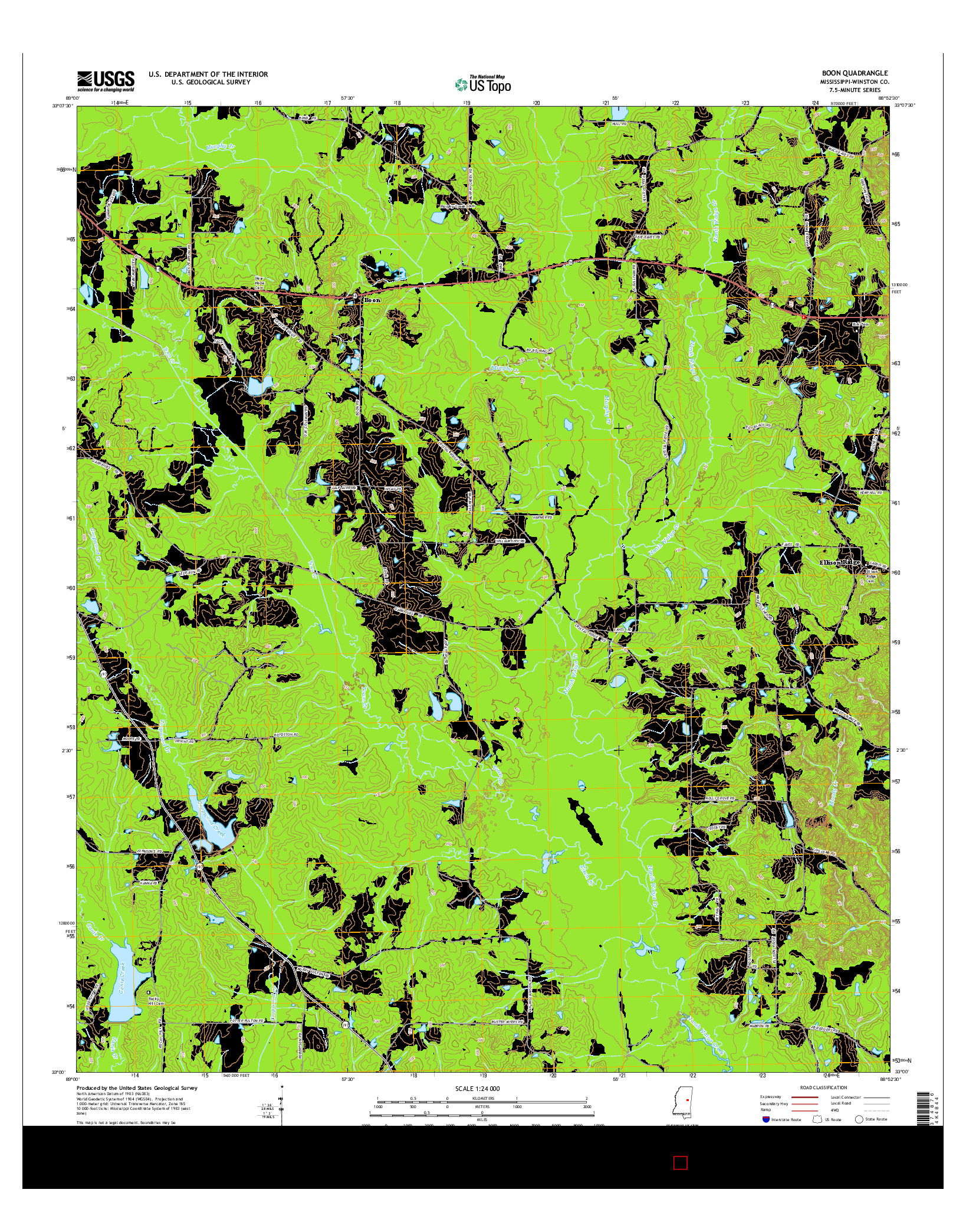 USGS US TOPO 7.5-MINUTE MAP FOR BOON, MS 2015