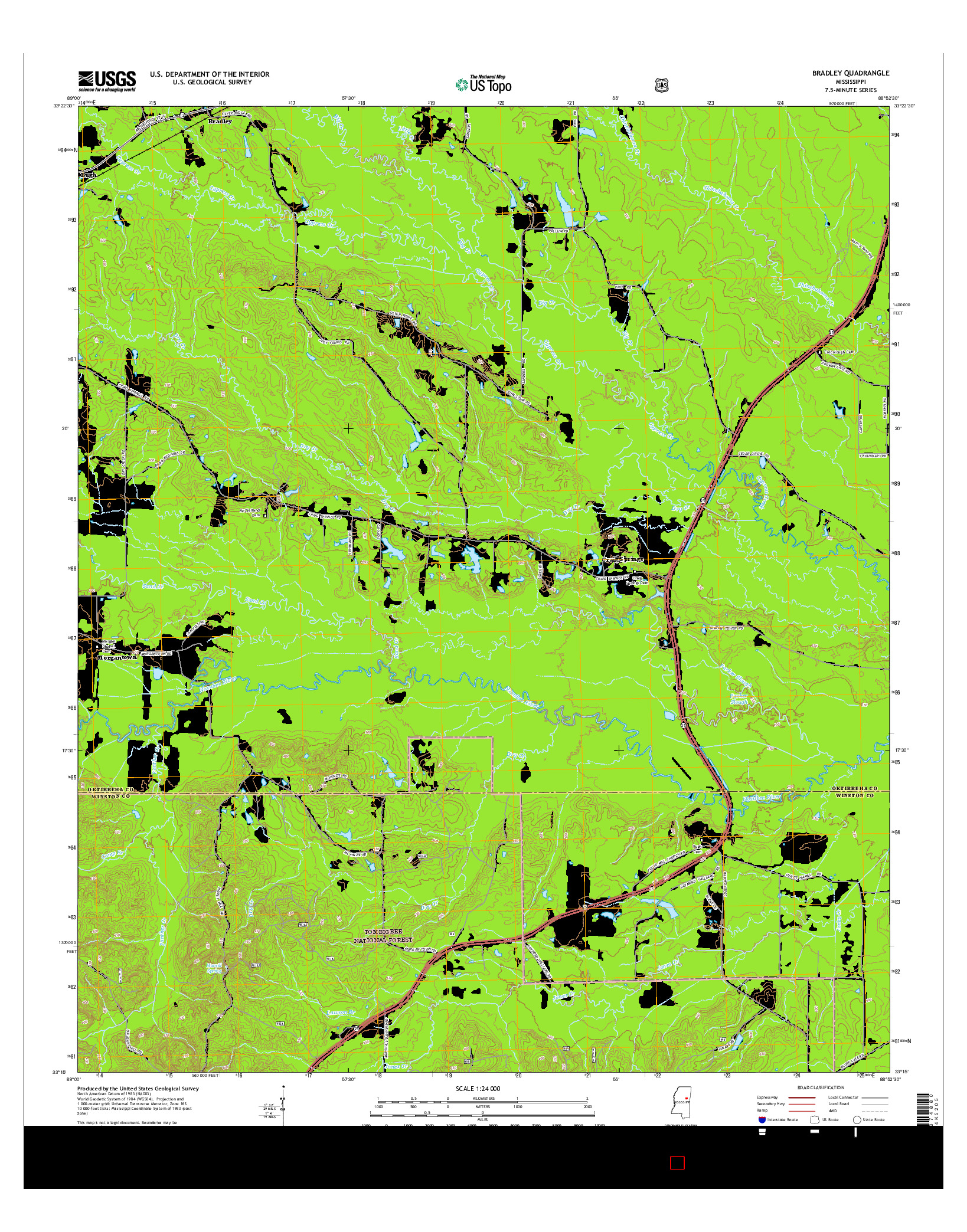 USGS US TOPO 7.5-MINUTE MAP FOR BRADLEY, MS 2015