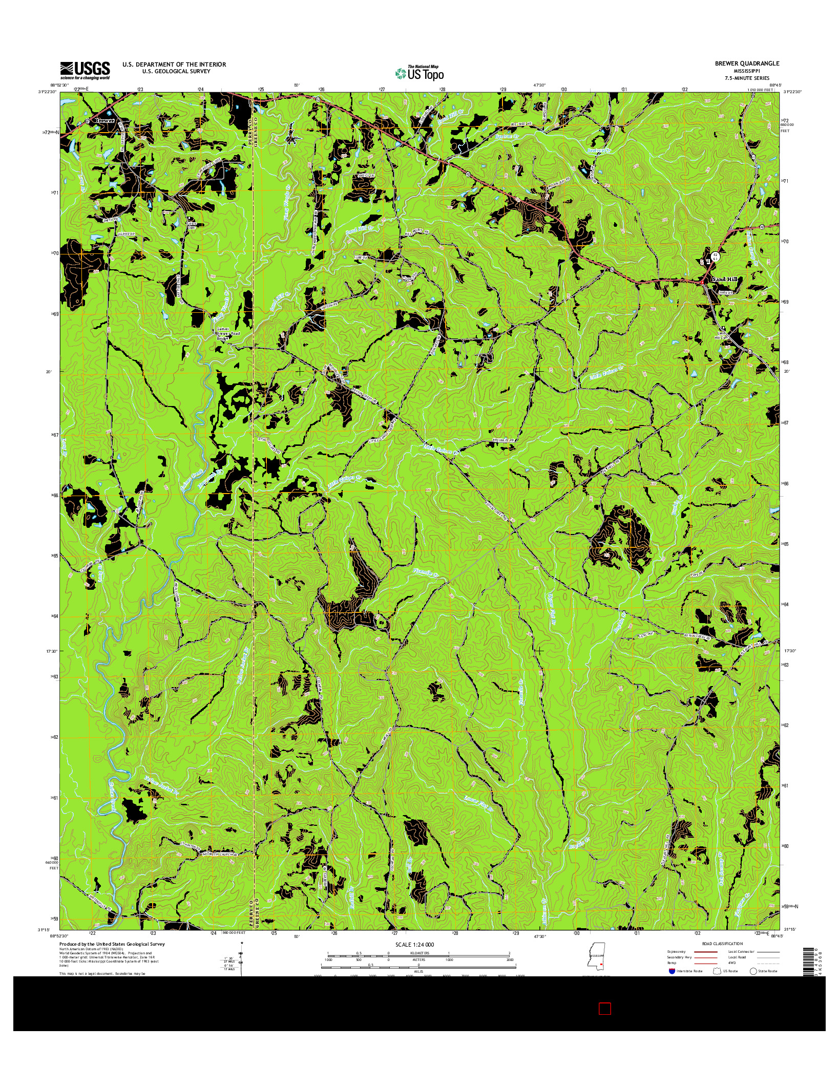 USGS US TOPO 7.5-MINUTE MAP FOR BREWER, MS 2015