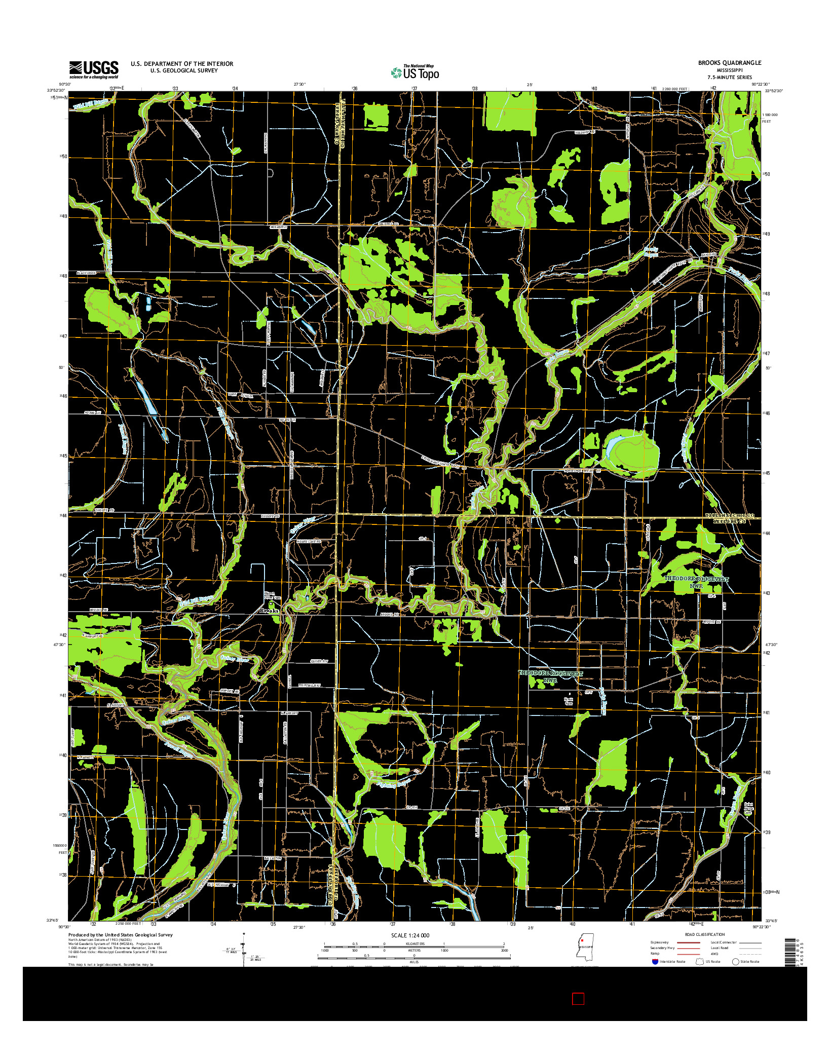 USGS US TOPO 7.5-MINUTE MAP FOR BROOKS, MS 2015