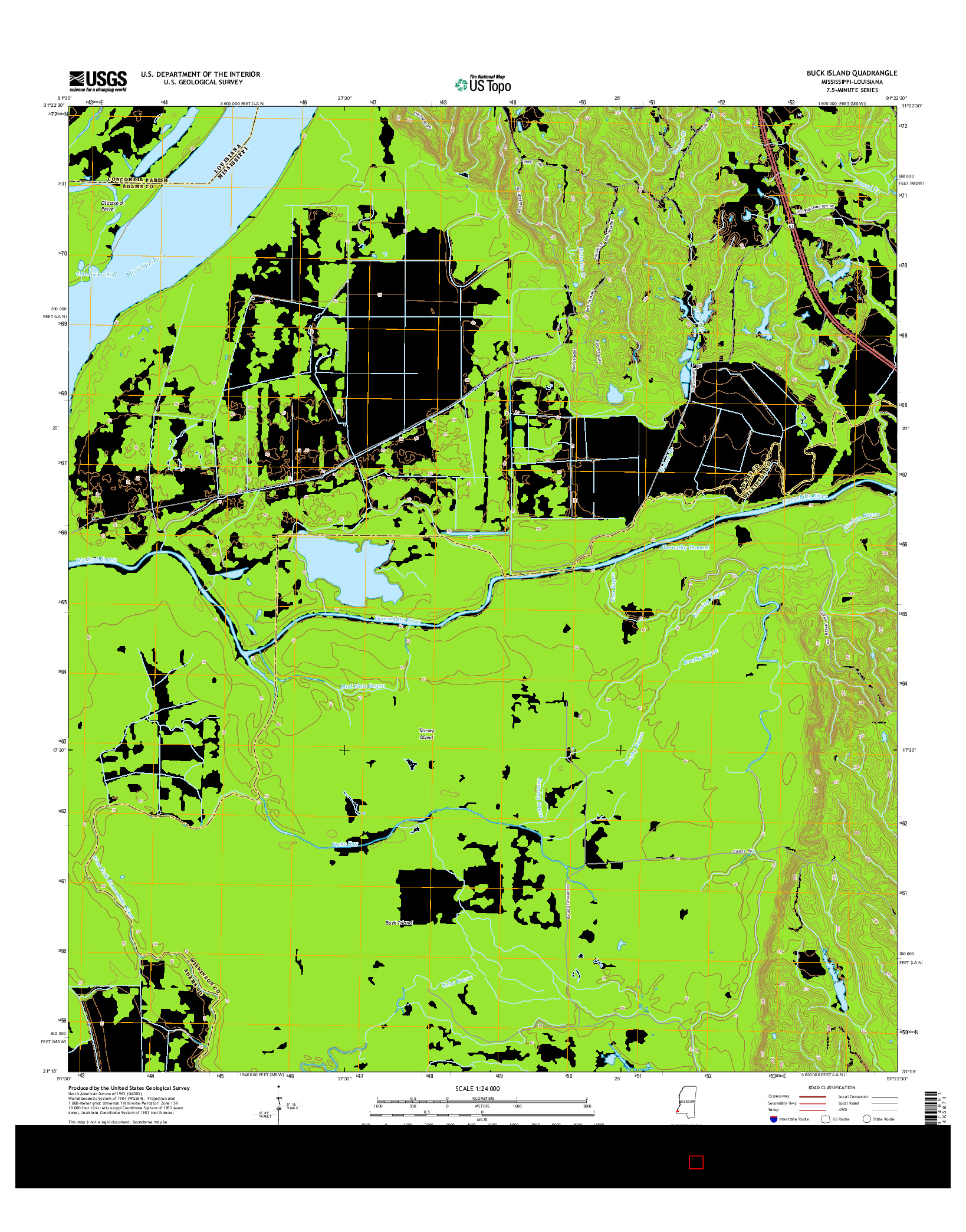 USGS US TOPO 7.5-MINUTE MAP FOR BUCK ISLAND, MS-LA 2015