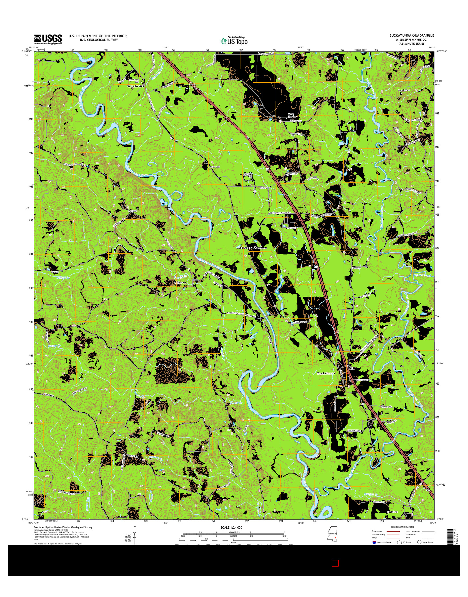 USGS US TOPO 7.5-MINUTE MAP FOR BUCKATUNNA, MS 2015