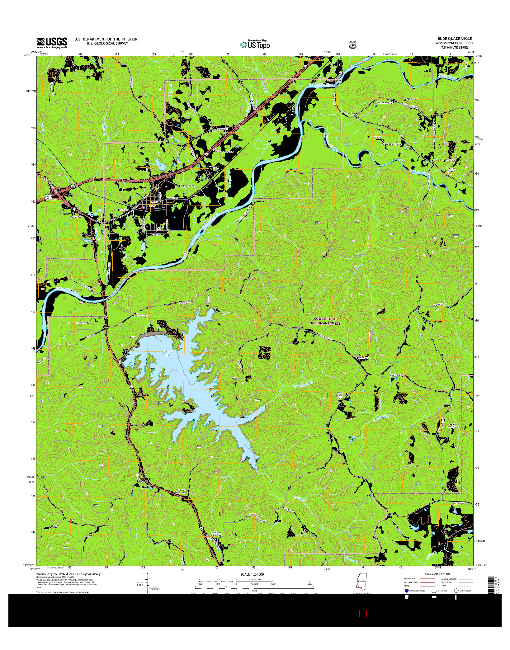 USGS US TOPO 7.5-MINUTE MAP FOR BUDE, MS 2015