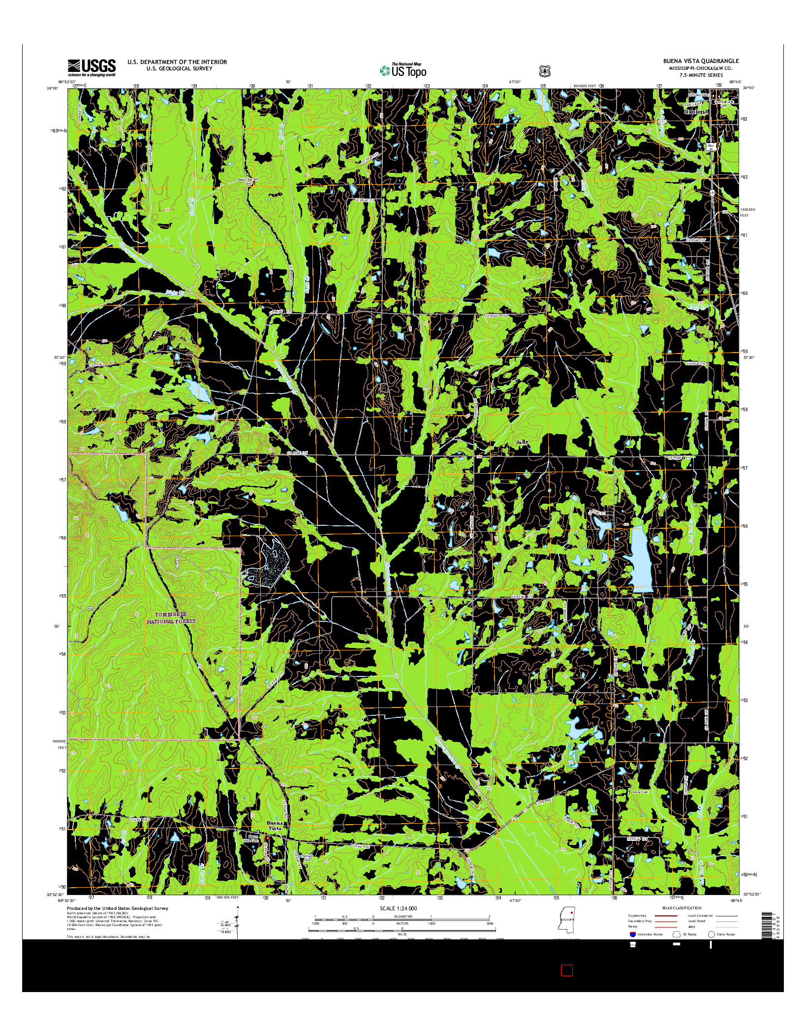 USGS US TOPO 7.5-MINUTE MAP FOR BUENA VISTA, MS 2015