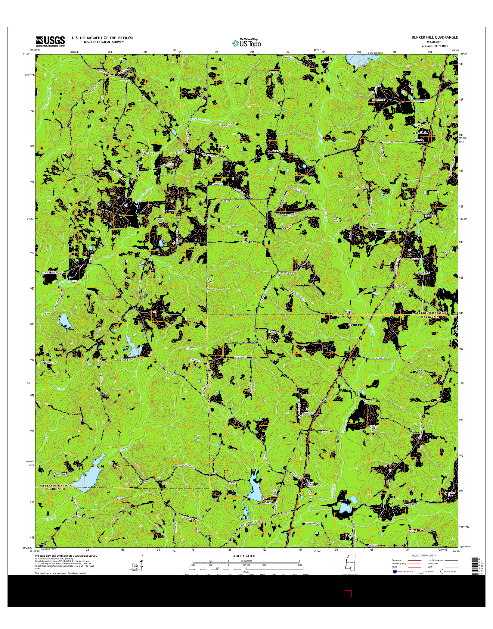 USGS US TOPO 7.5-MINUTE MAP FOR BUNKER HILL, MS 2015