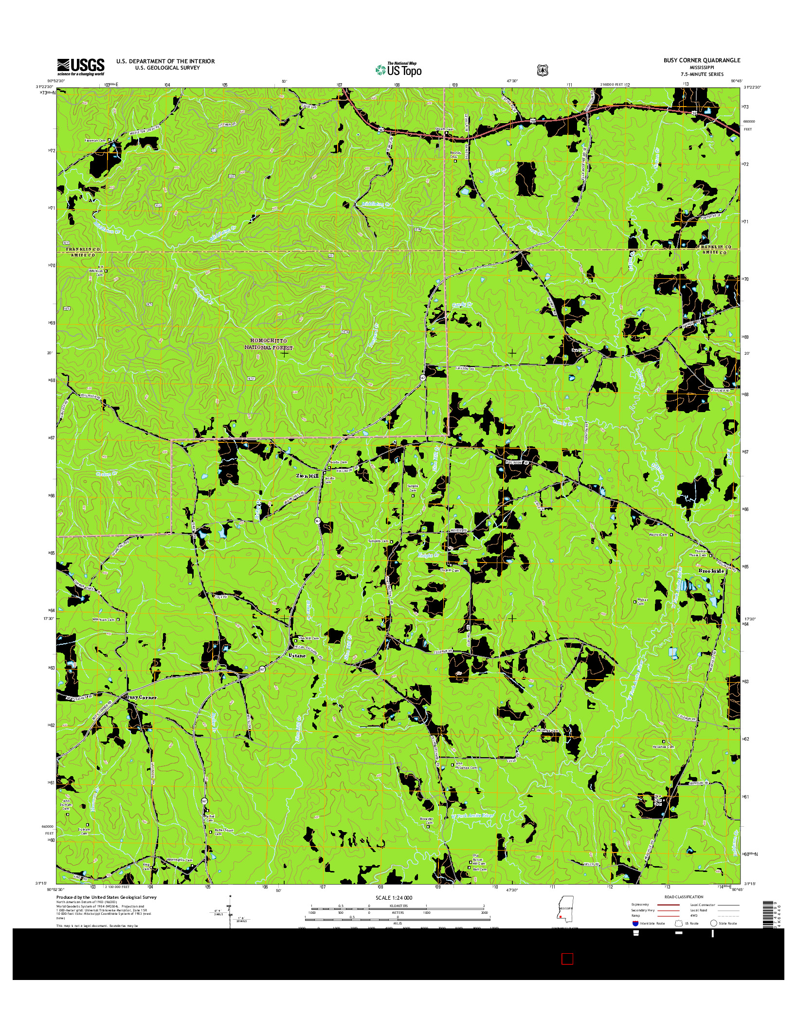 USGS US TOPO 7.5-MINUTE MAP FOR BUSY CORNER, MS 2015