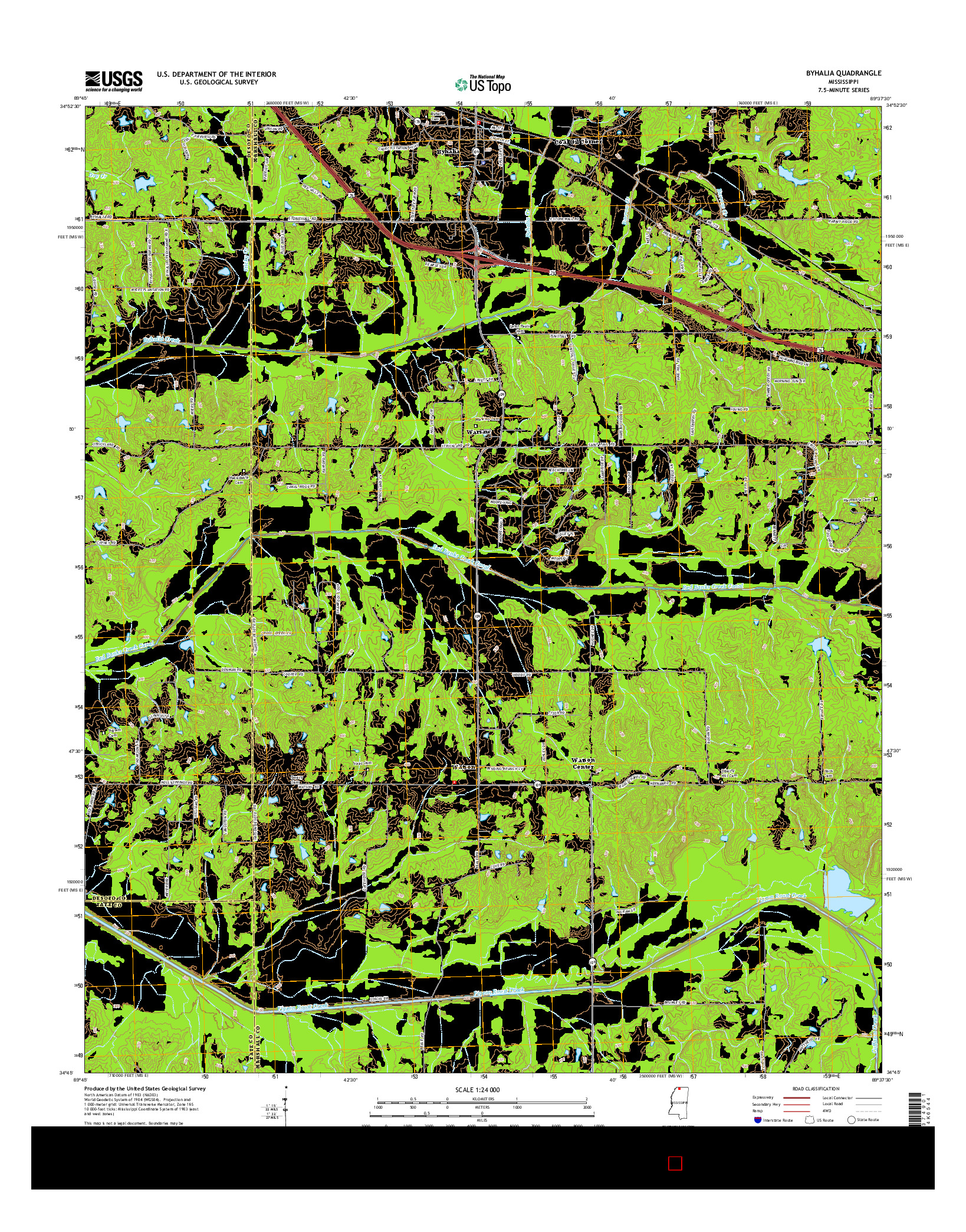 USGS US TOPO 7.5-MINUTE MAP FOR BYHALIA, MS 2015