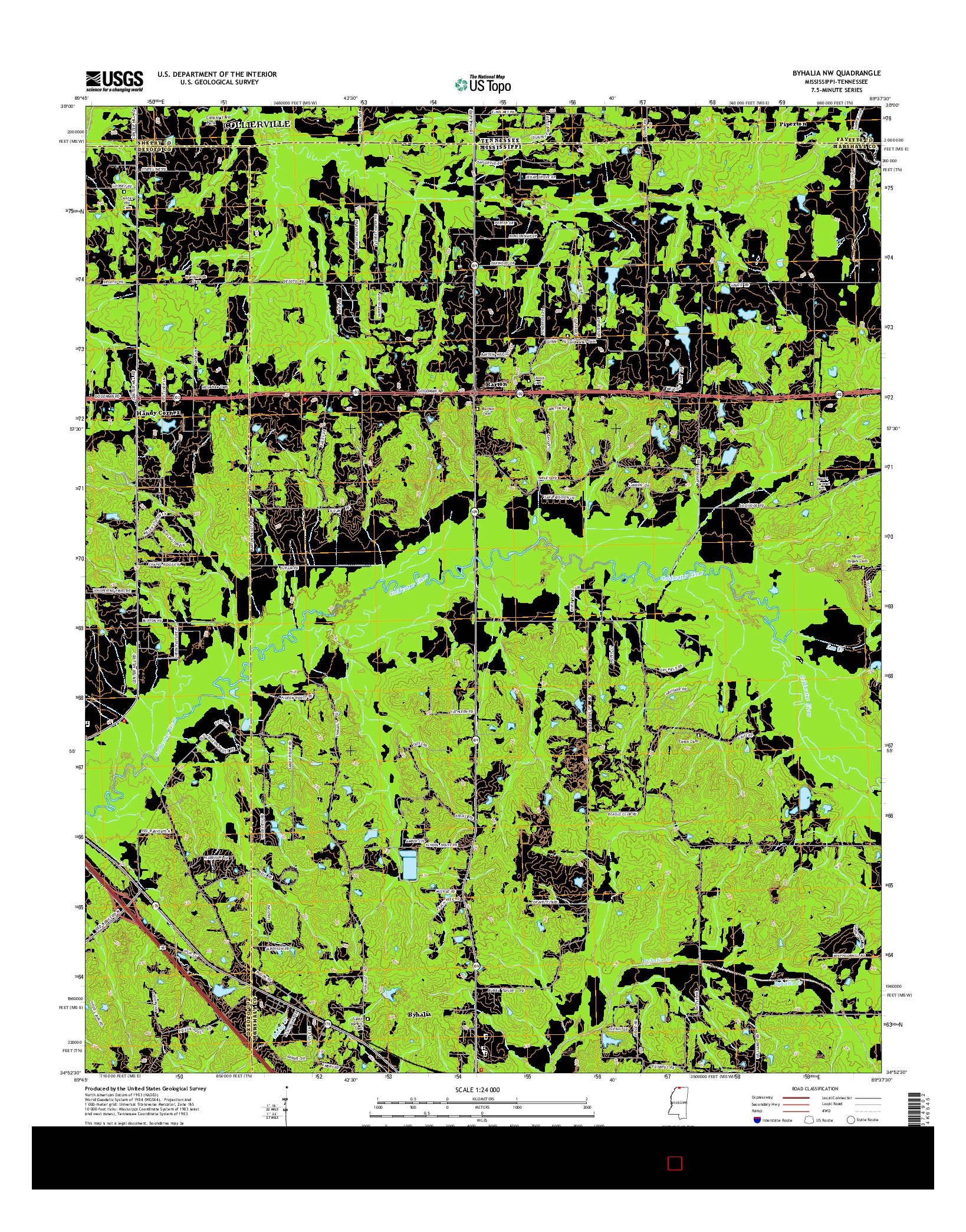 USGS US TOPO 7.5-MINUTE MAP FOR BYHALIA NW, MS-TN 2015