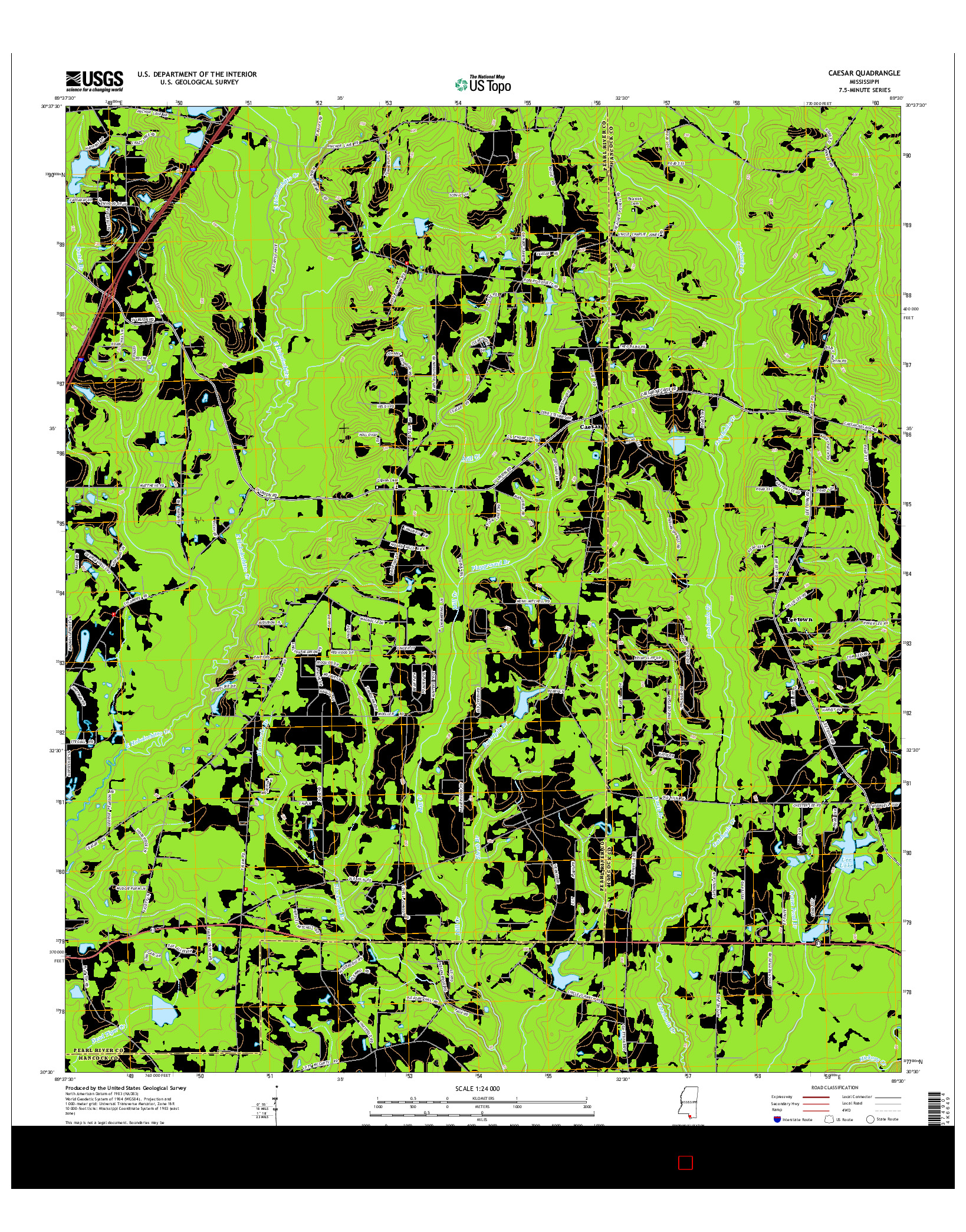USGS US TOPO 7.5-MINUTE MAP FOR CAESAR, MS 2015
