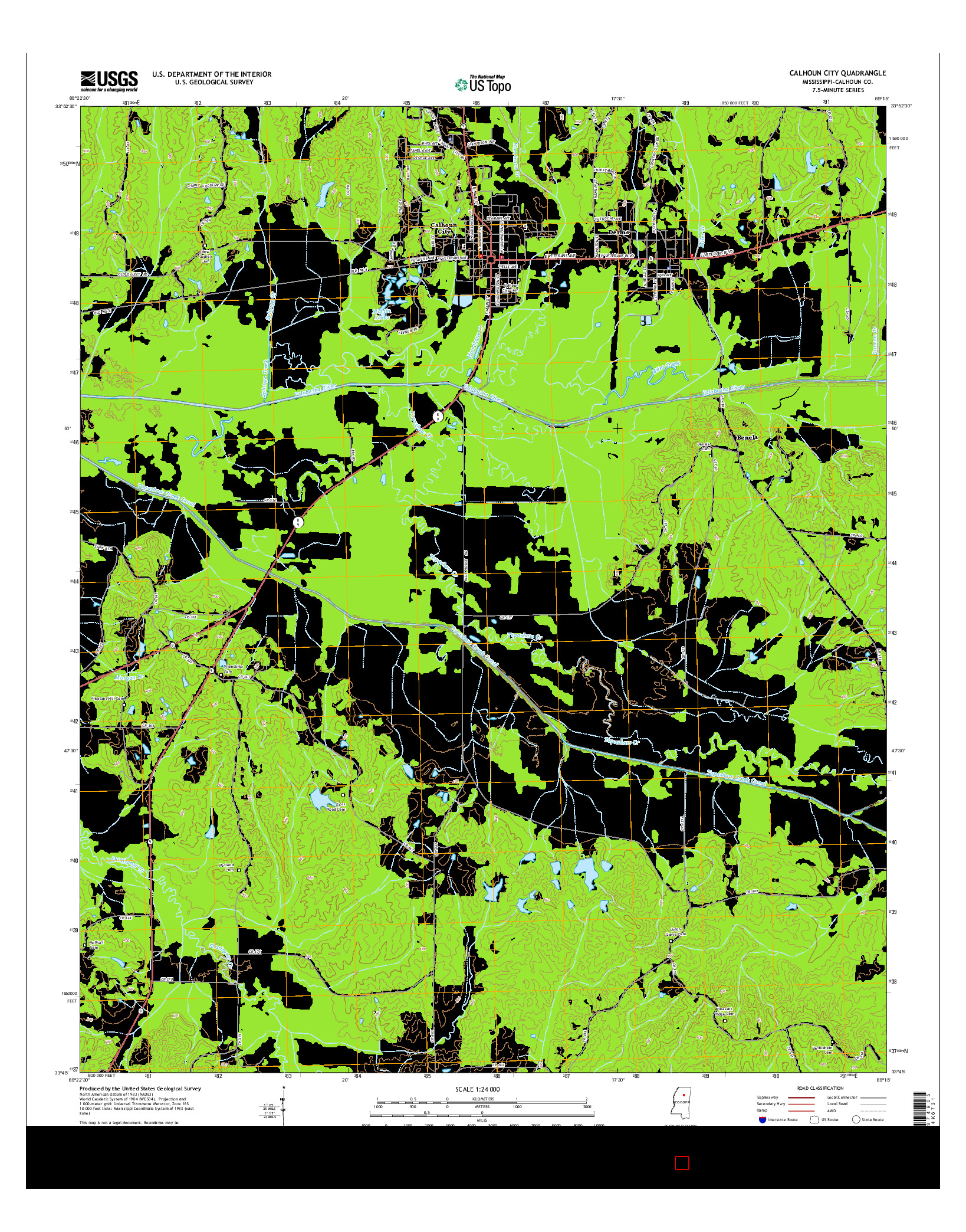 USGS US TOPO 7.5-MINUTE MAP FOR CALHOUN CITY, MS 2015