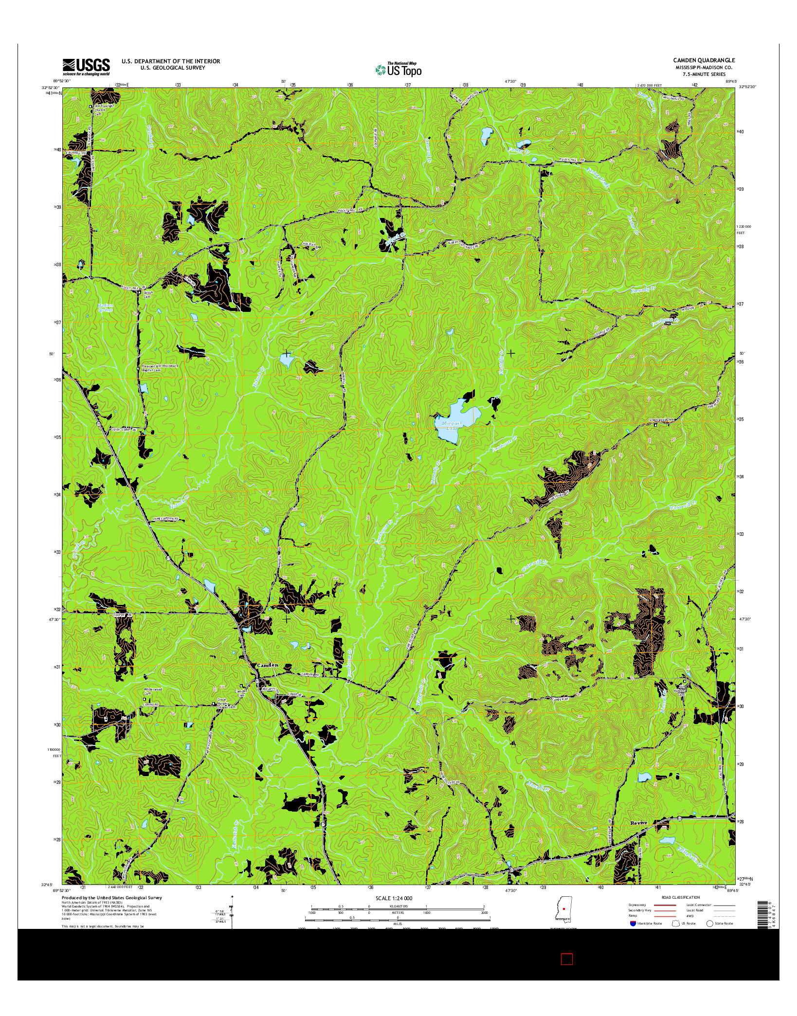 USGS US TOPO 7.5-MINUTE MAP FOR CAMDEN, MS 2015