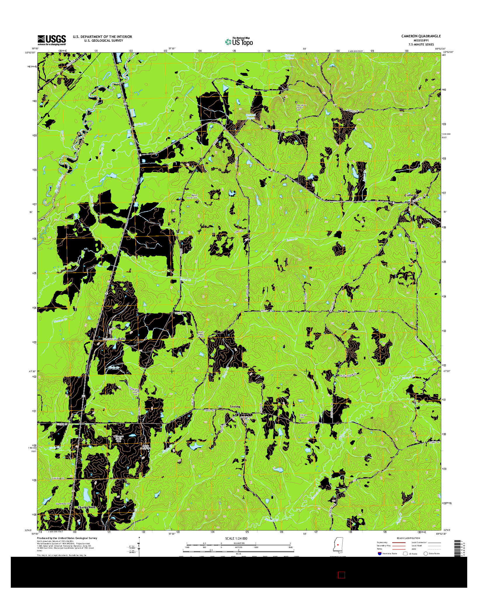 USGS US TOPO 7.5-MINUTE MAP FOR CAMERON, MS 2015