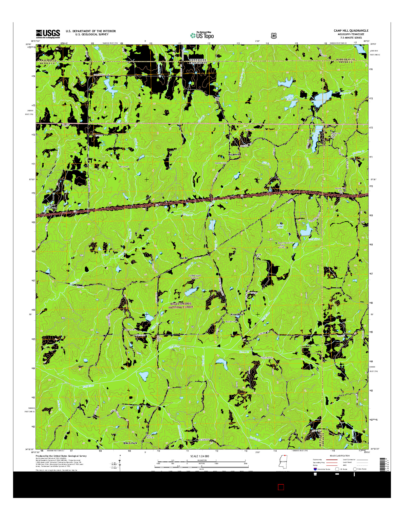 USGS US TOPO 7.5-MINUTE MAP FOR CAMP HILL, MS-TN 2015