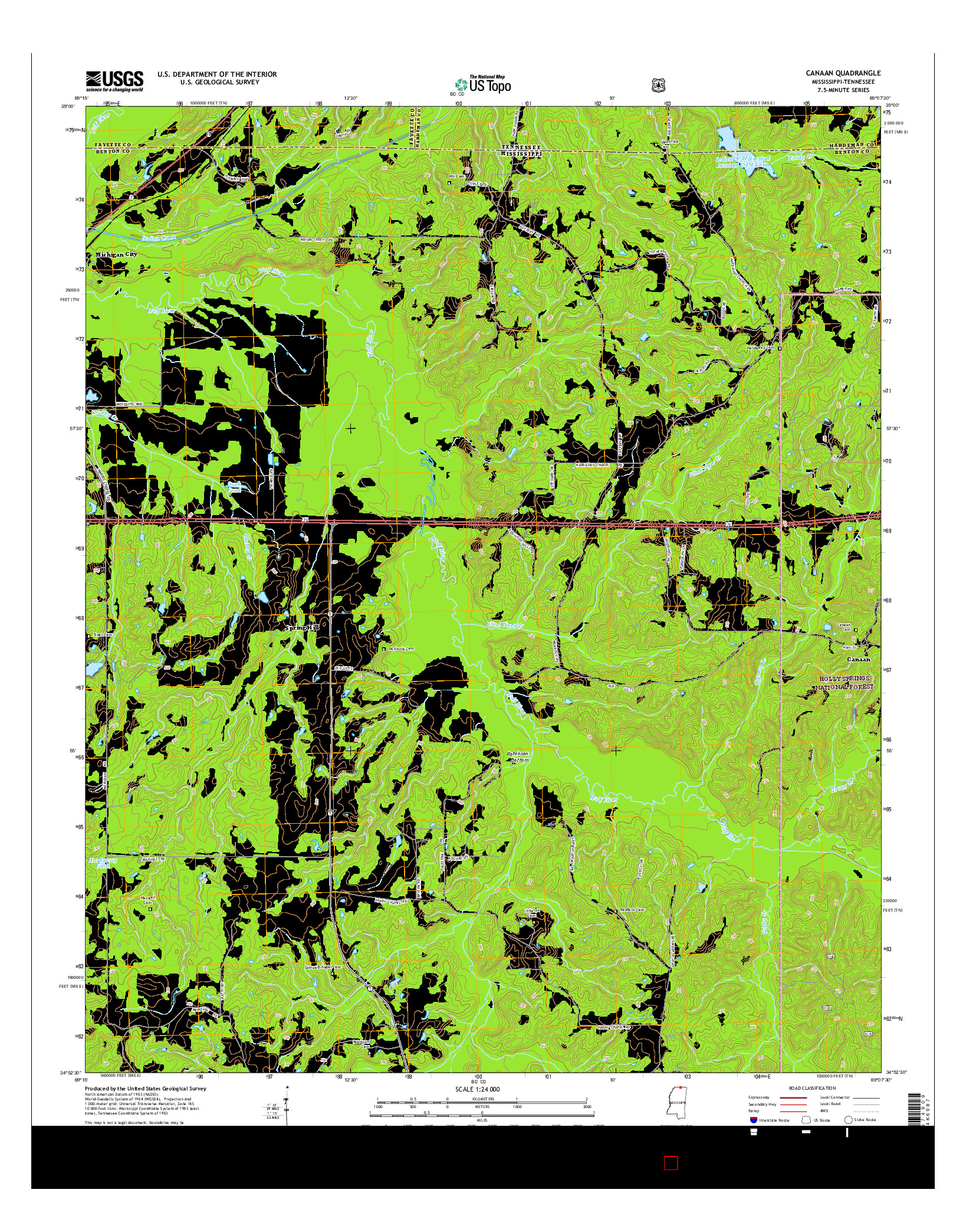 USGS US TOPO 7.5-MINUTE MAP FOR CANAAN, MS-TN 2015