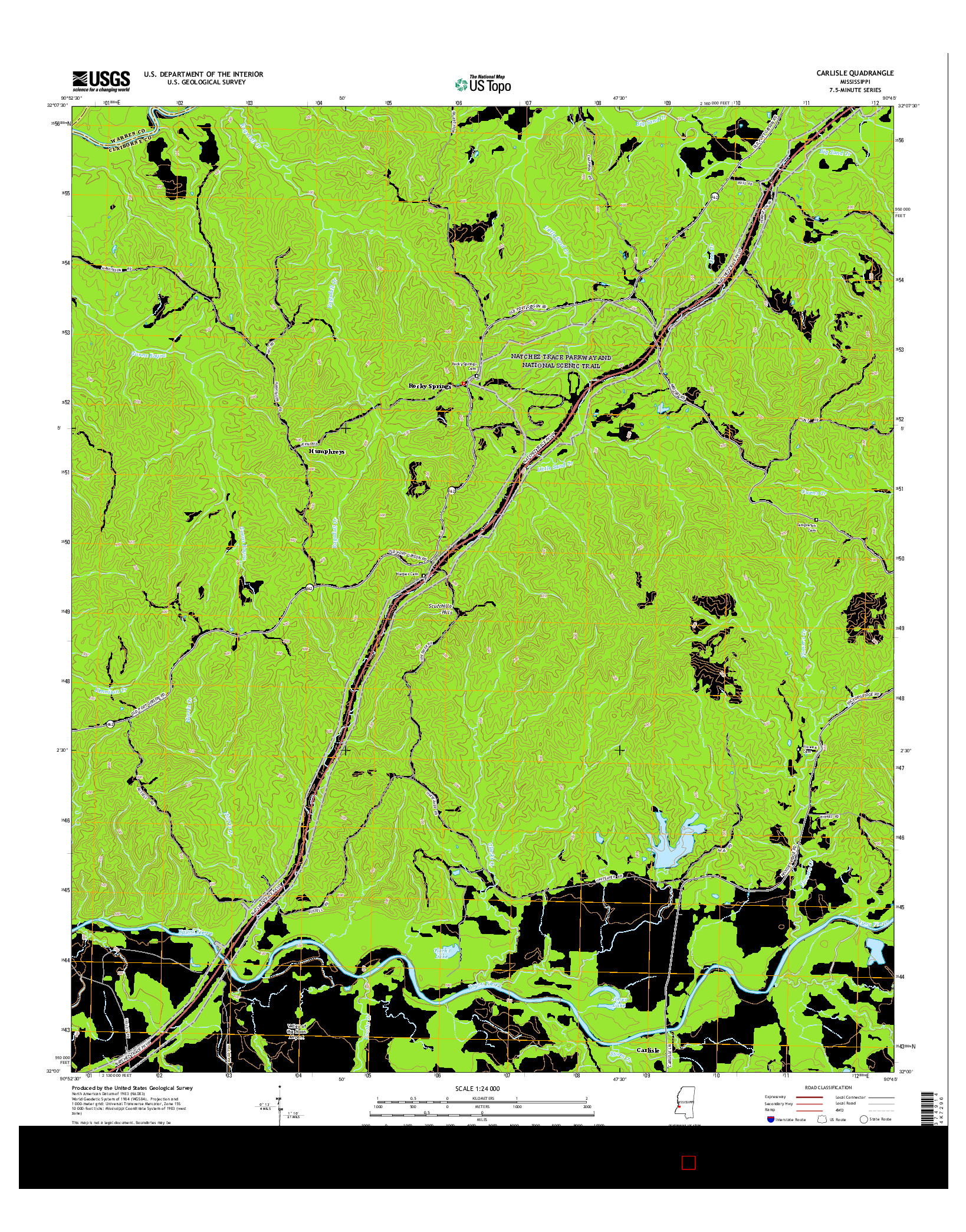 USGS US TOPO 7.5-MINUTE MAP FOR CARLISLE, MS 2015