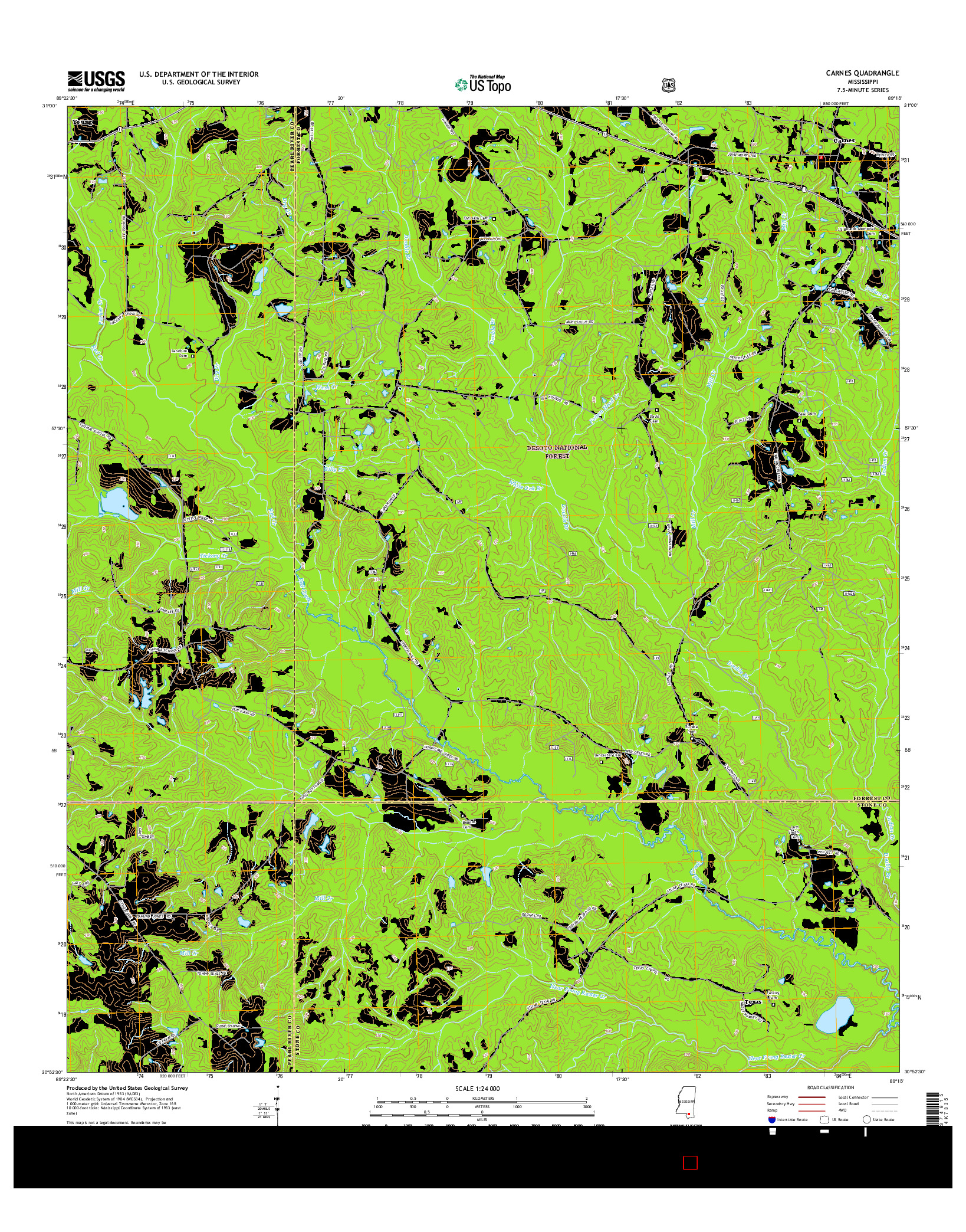 USGS US TOPO 7.5-MINUTE MAP FOR CARNES, MS 2015