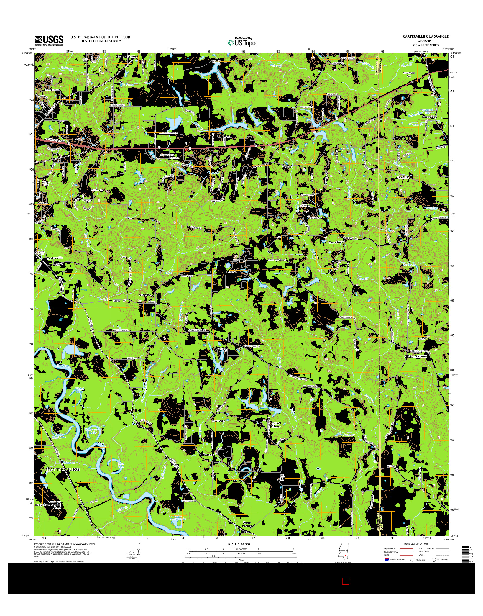 USGS US TOPO 7.5-MINUTE MAP FOR CARTERVILLE, MS 2015