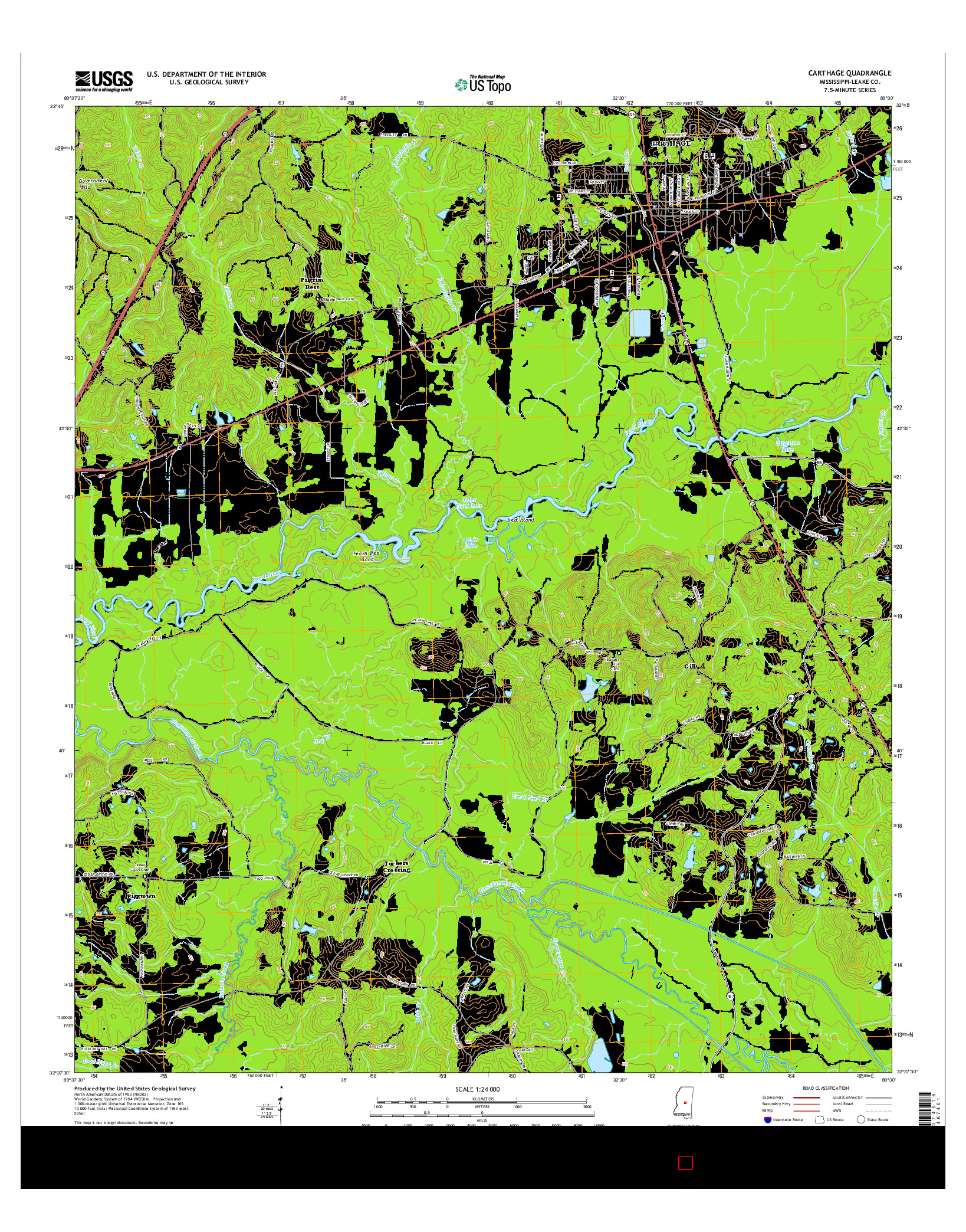 USGS US TOPO 7.5-MINUTE MAP FOR CARTHAGE, MS 2015