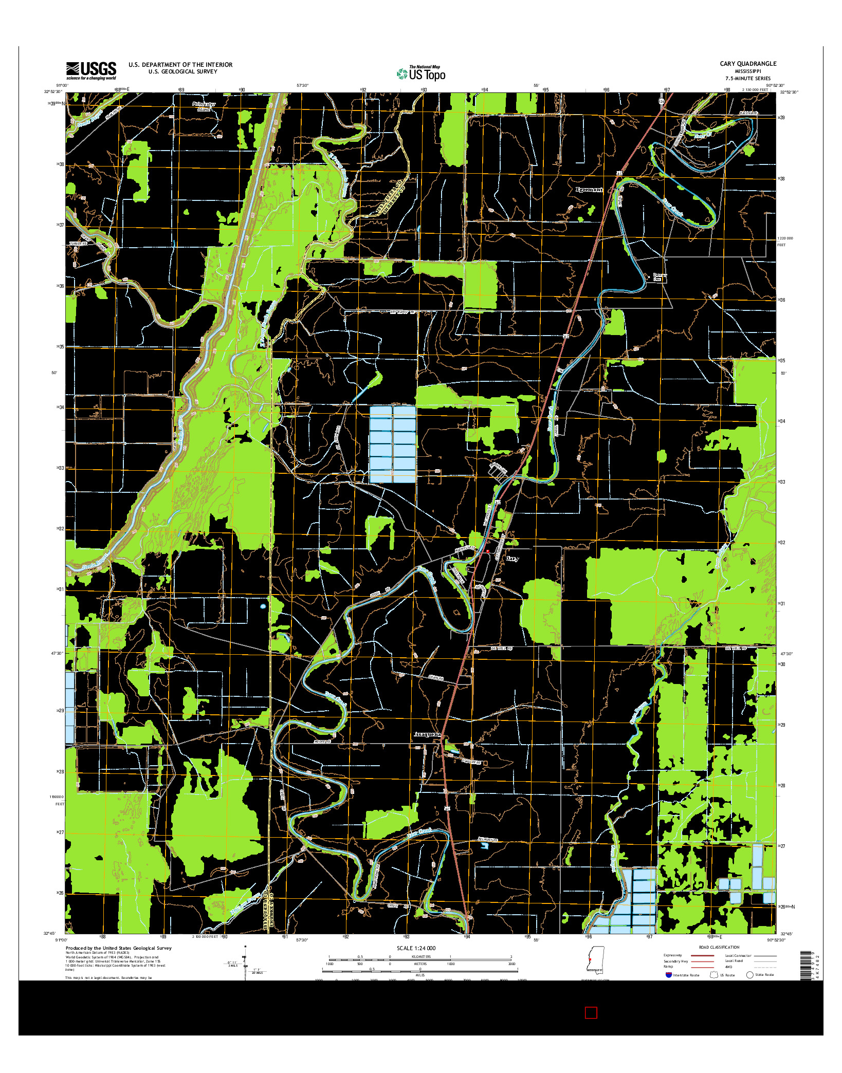 USGS US TOPO 7.5-MINUTE MAP FOR CARY, MS 2015