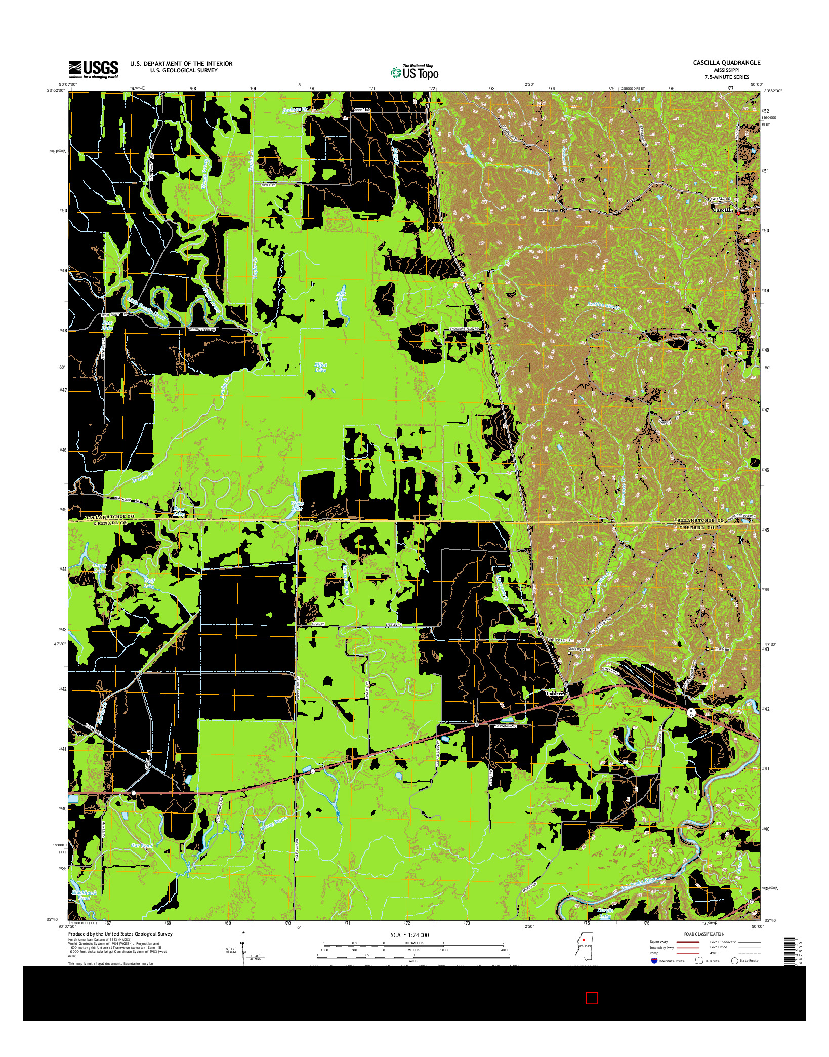 USGS US TOPO 7.5-MINUTE MAP FOR CASCILLA, MS 2015
