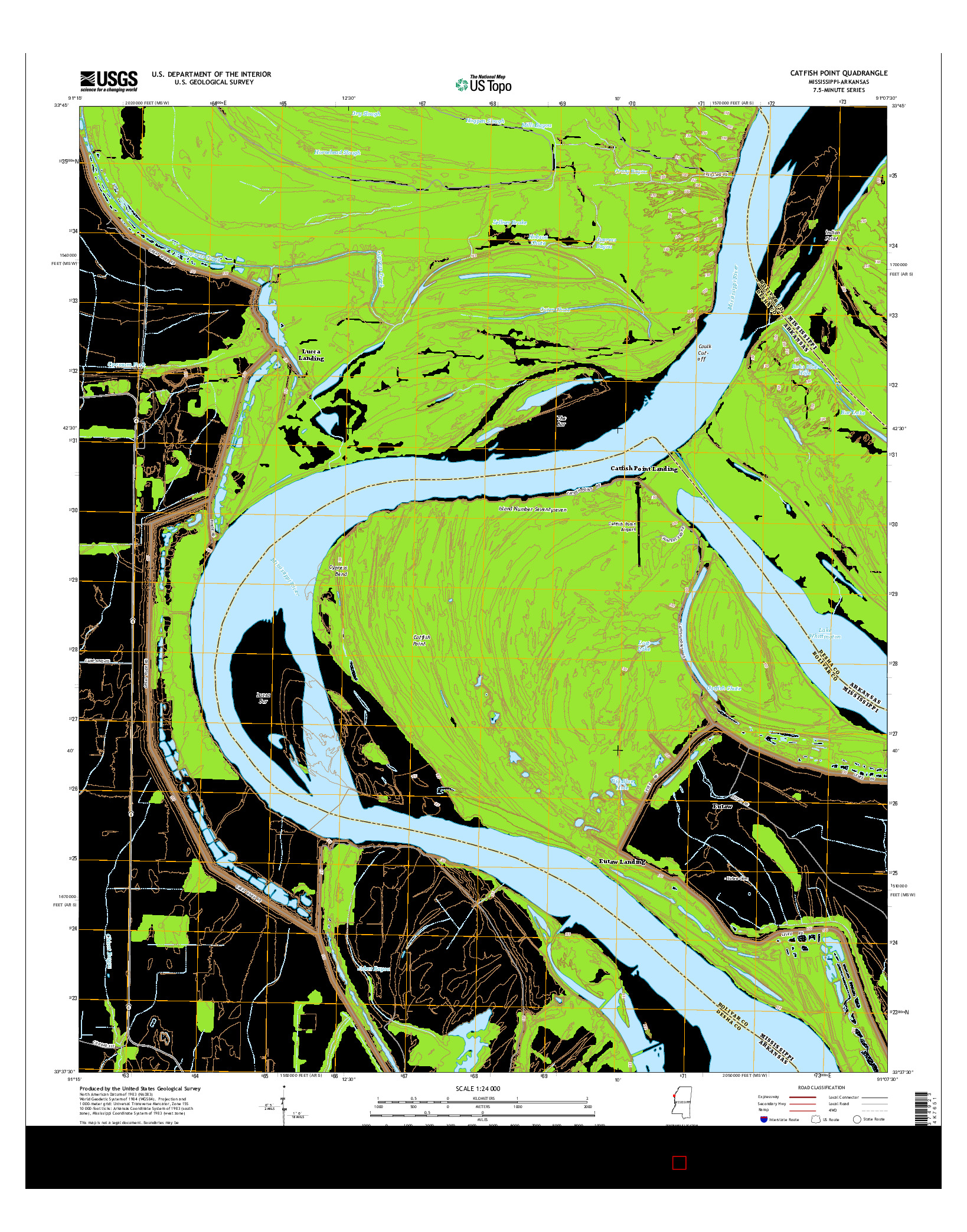 USGS US TOPO 7.5-MINUTE MAP FOR CATFISH POINT, MS-AR 2015