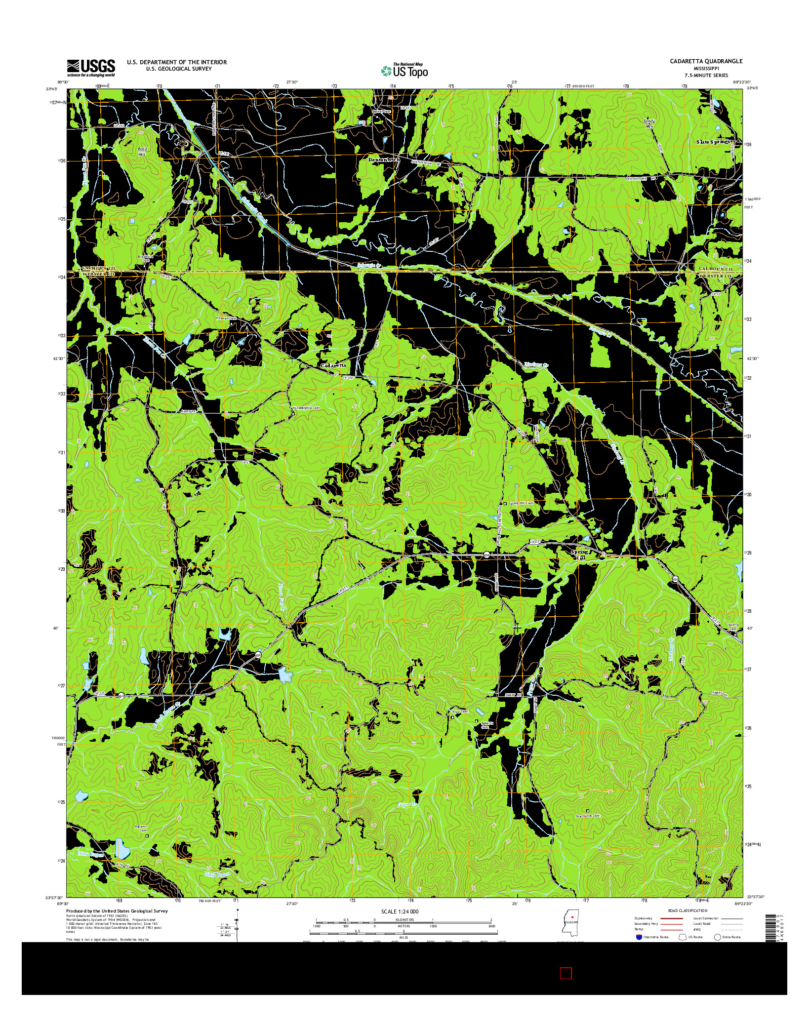 USGS US TOPO 7.5-MINUTE MAP FOR CADARETTA, MS 2015