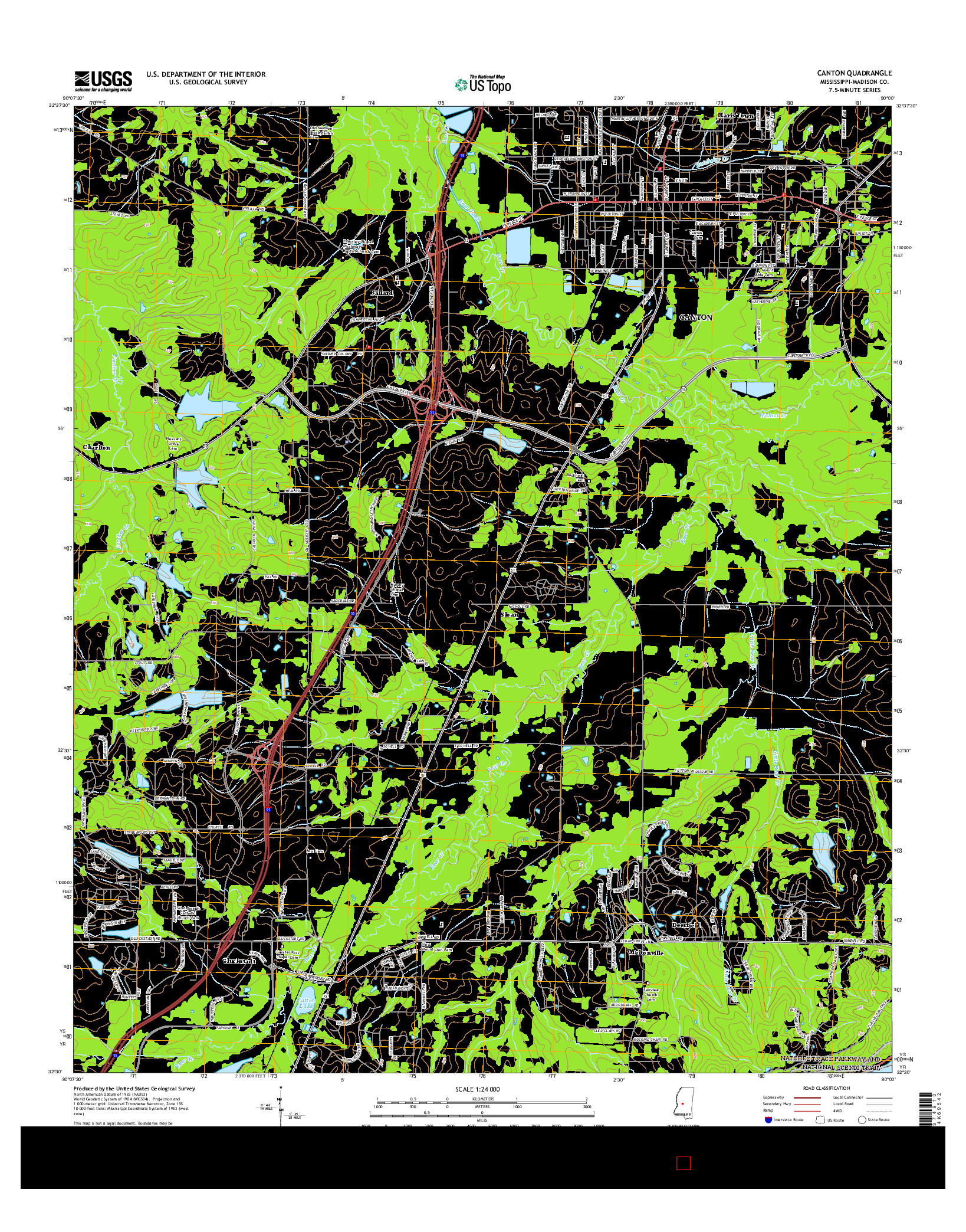 USGS US TOPO 7.5-MINUTE MAP FOR CANTON, MS 2015