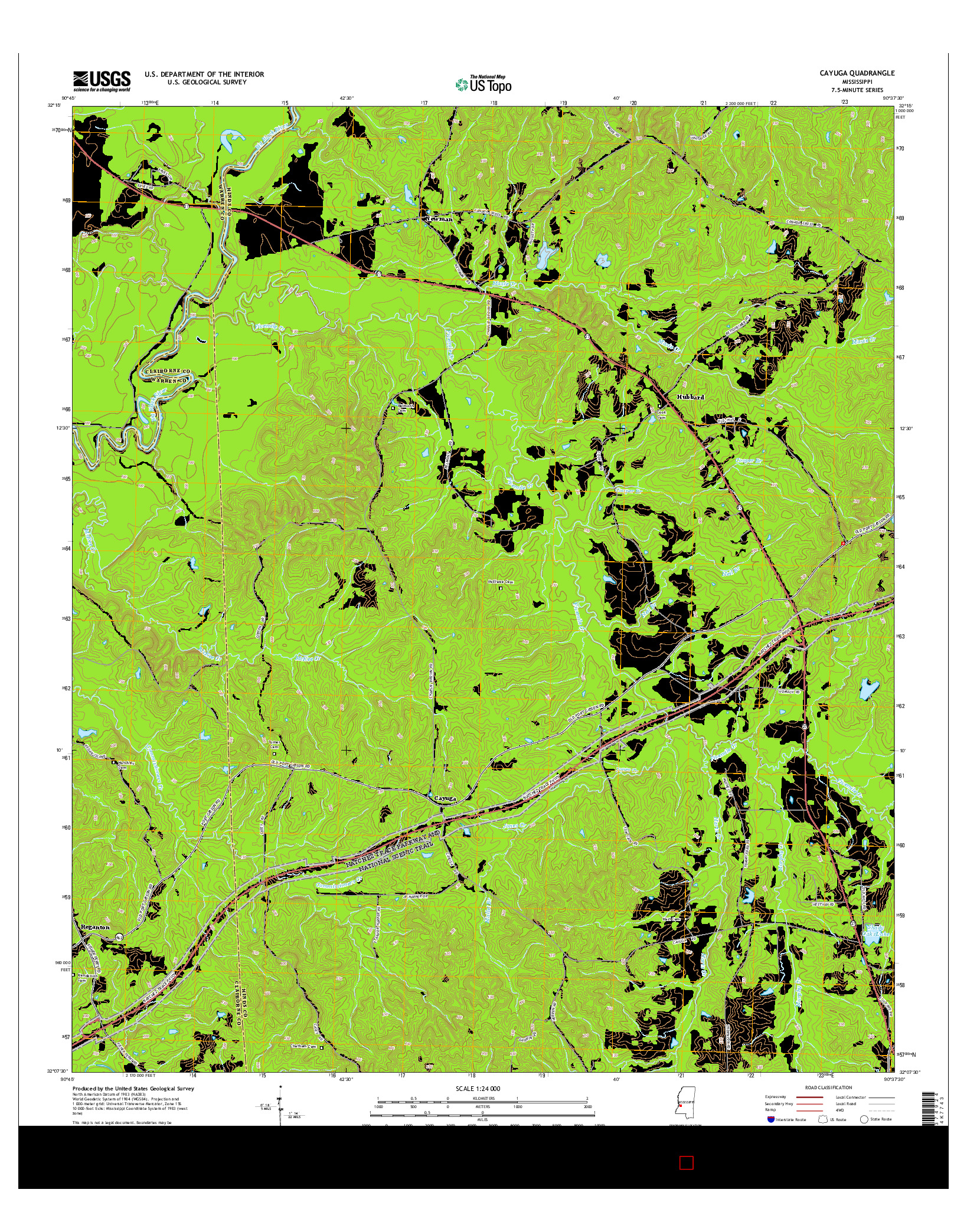USGS US TOPO 7.5-MINUTE MAP FOR CAYUGA, MS 2015