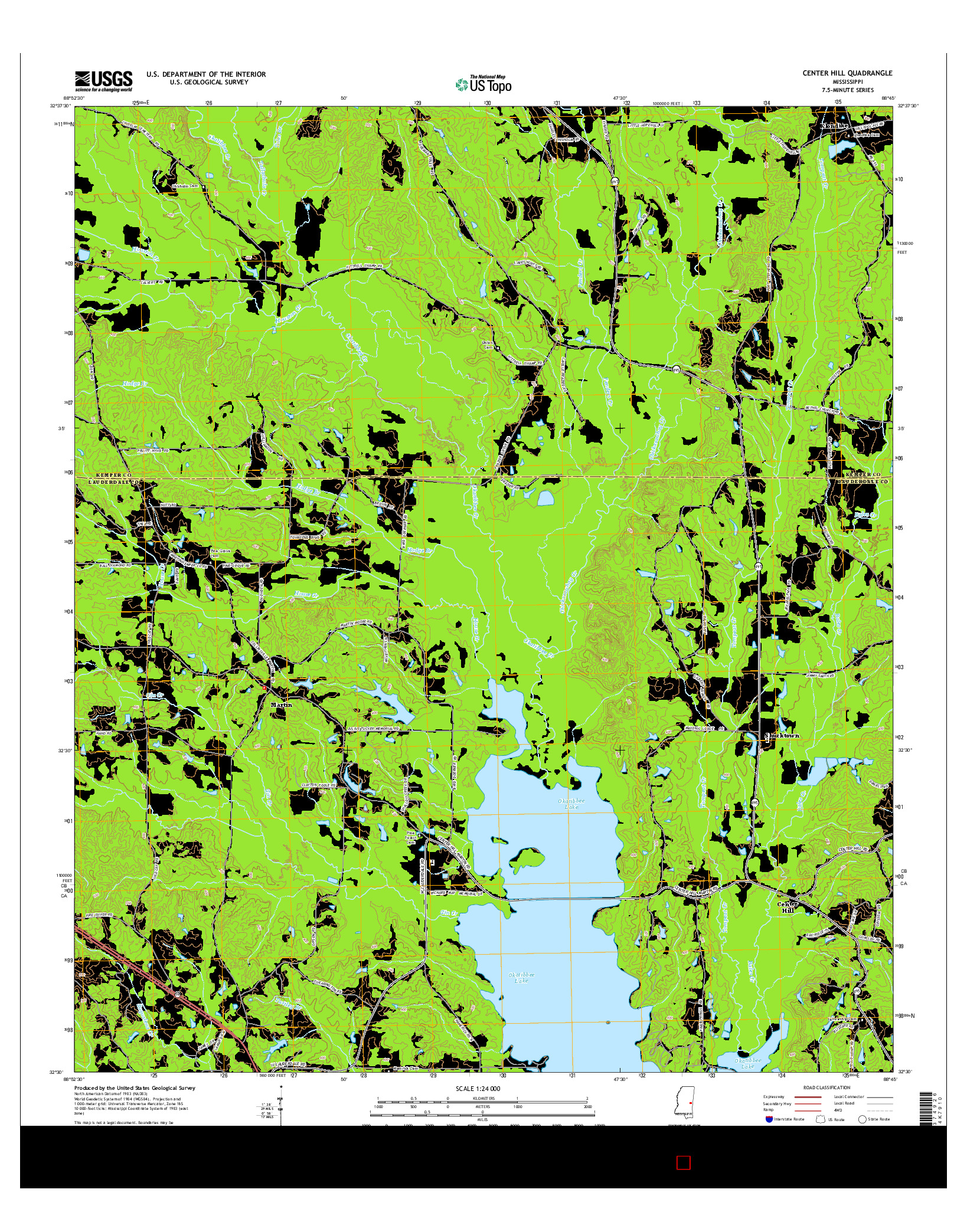 USGS US TOPO 7.5-MINUTE MAP FOR CENTER HILL, MS 2015
